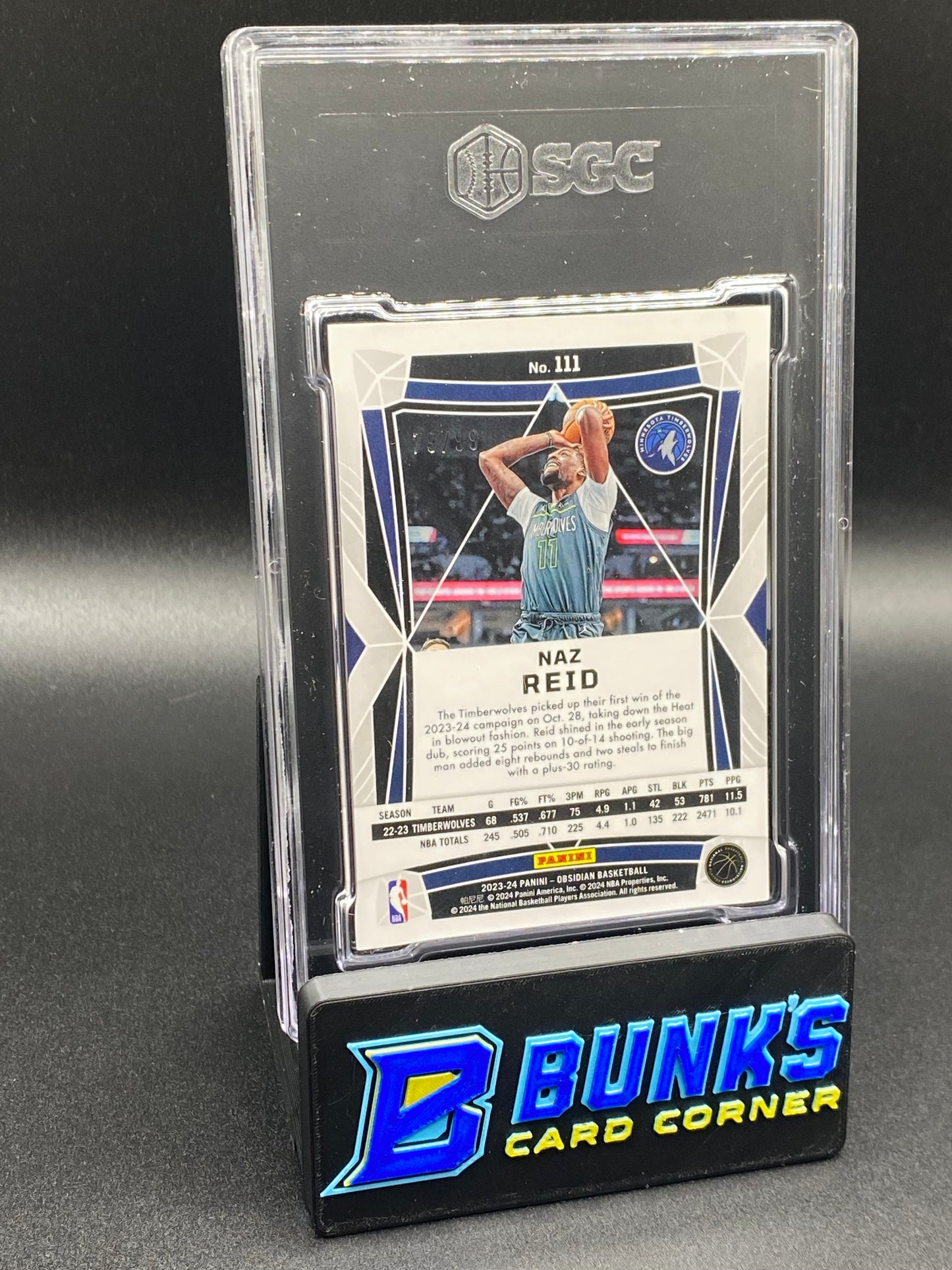 2023-24 Naz Reid Electric Etch Orange Flood SGC 9.5