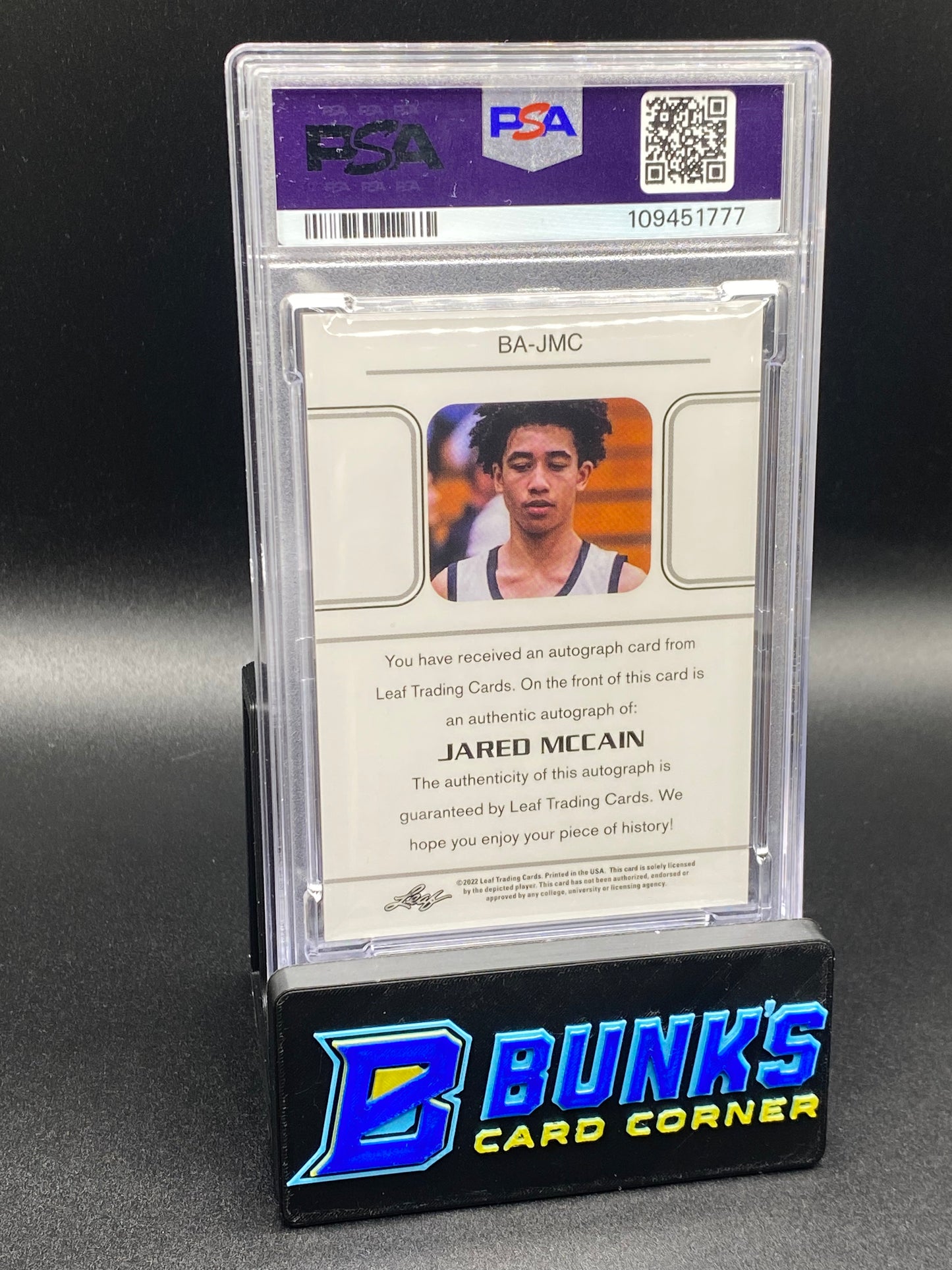 2021 Jared McCain 1990 Auto. Platinum RC PSA 9