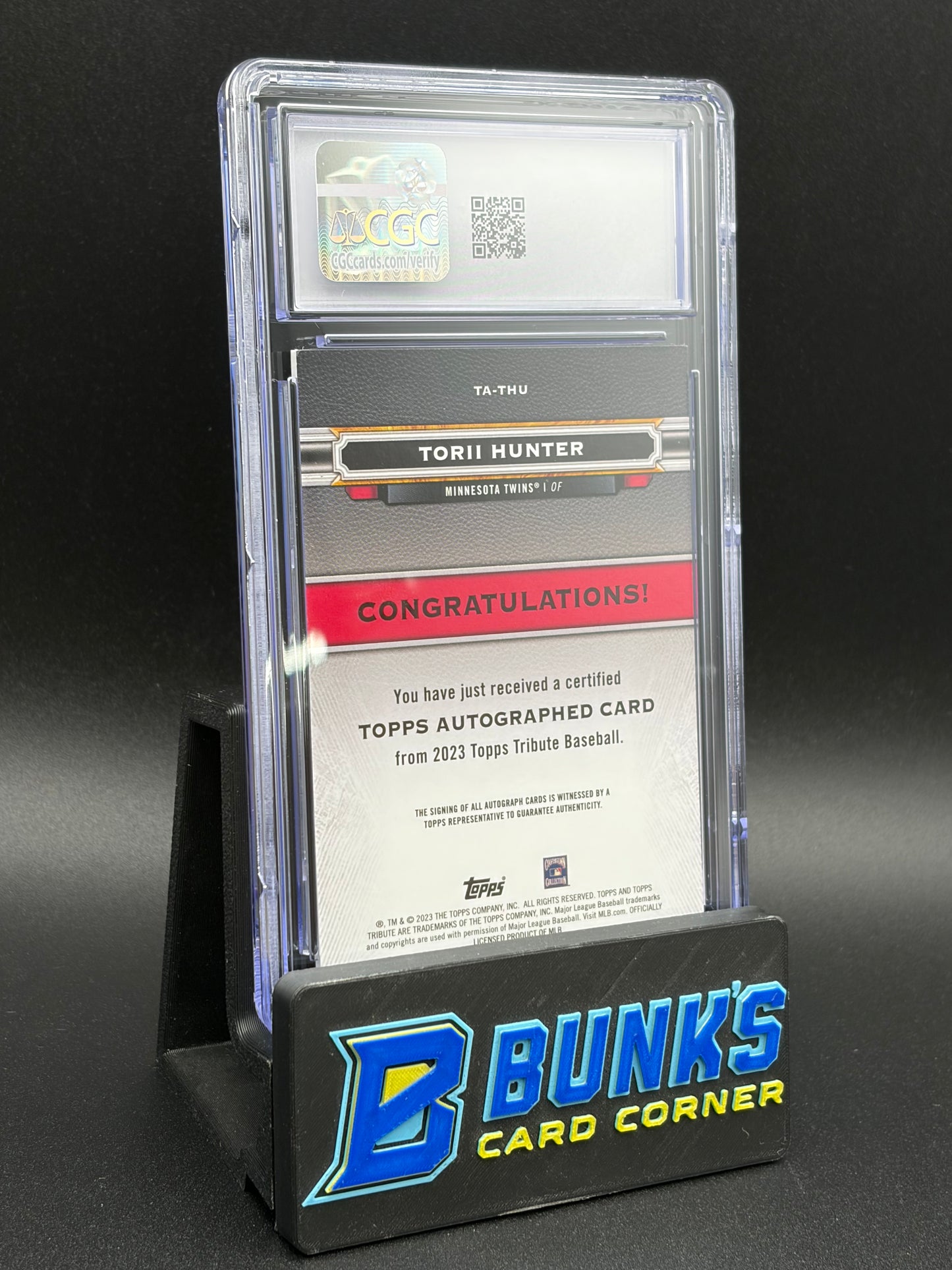 2023 Torii Hunter Autographs CGC AU Auto 10 155/199