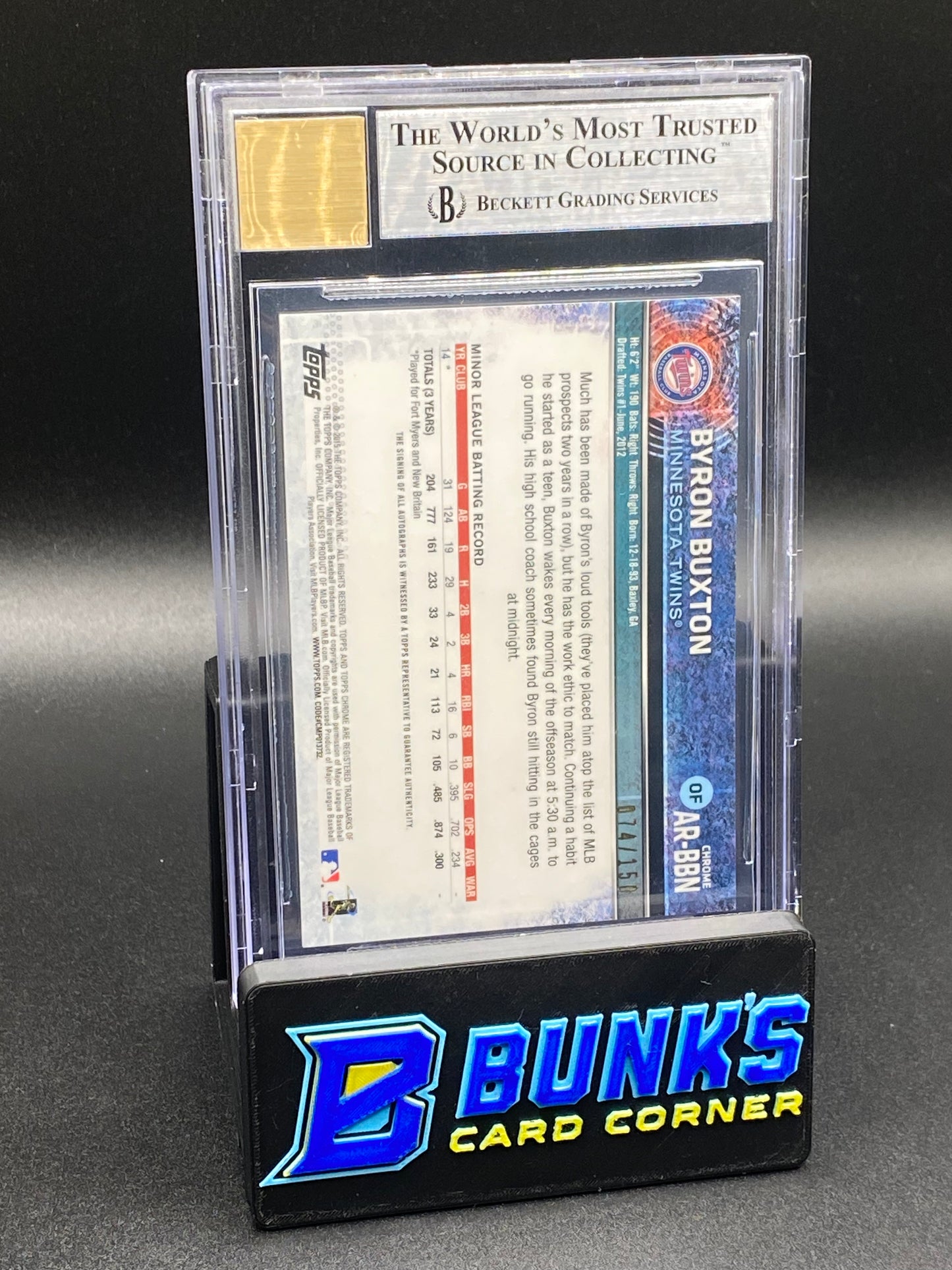 2015 Byron Buxton Blue Ref. RC Auto. Beckett 10/9