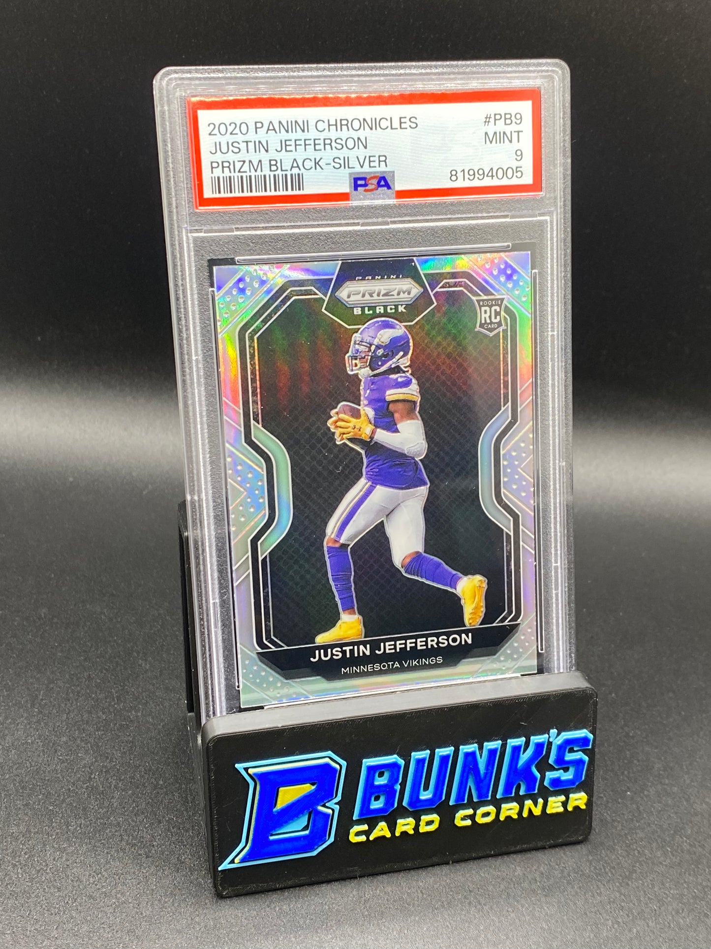 2020 Justin Jefferson Prizm Black-Silver RC PSA 9 (Box A13)