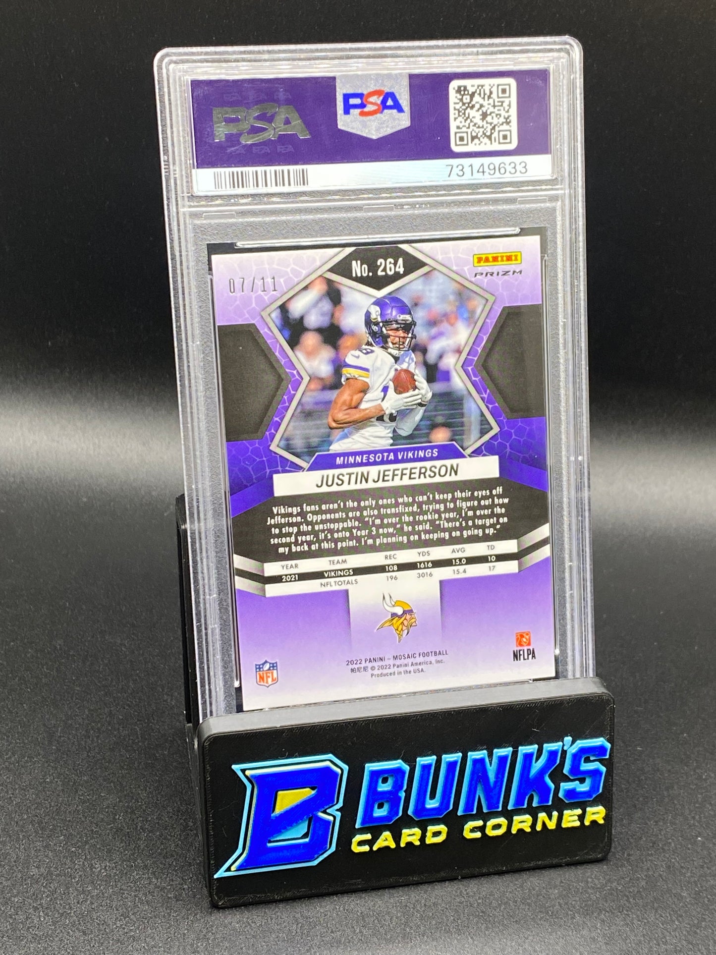 2022 Justin Jefferson Pink Swirl PSA 10