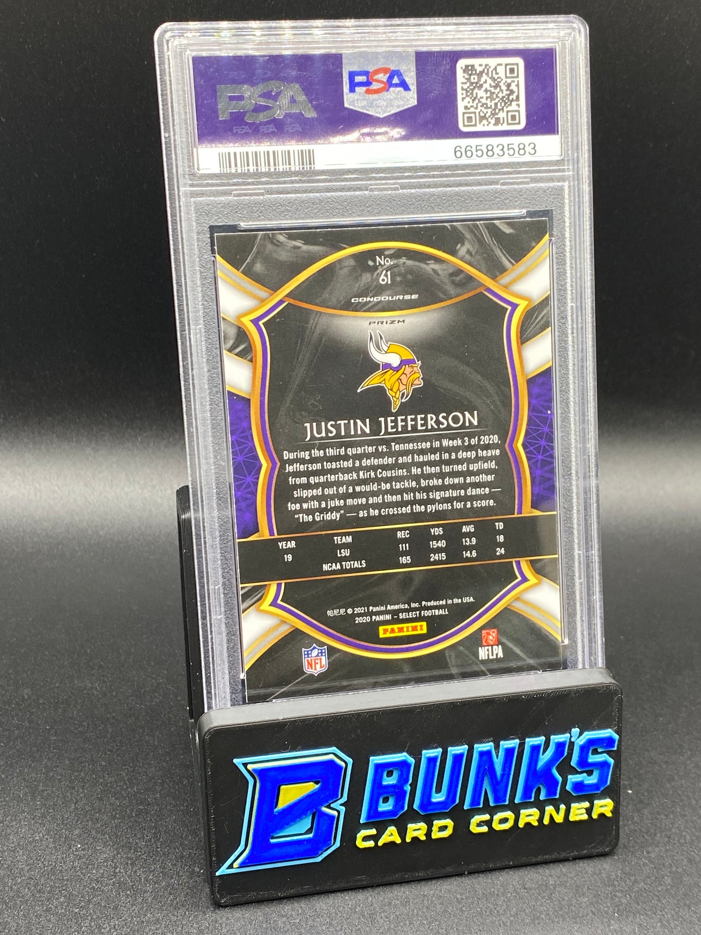 2020 Justin Jefferson Silver Prizm RC PSA 9 (Box B63)