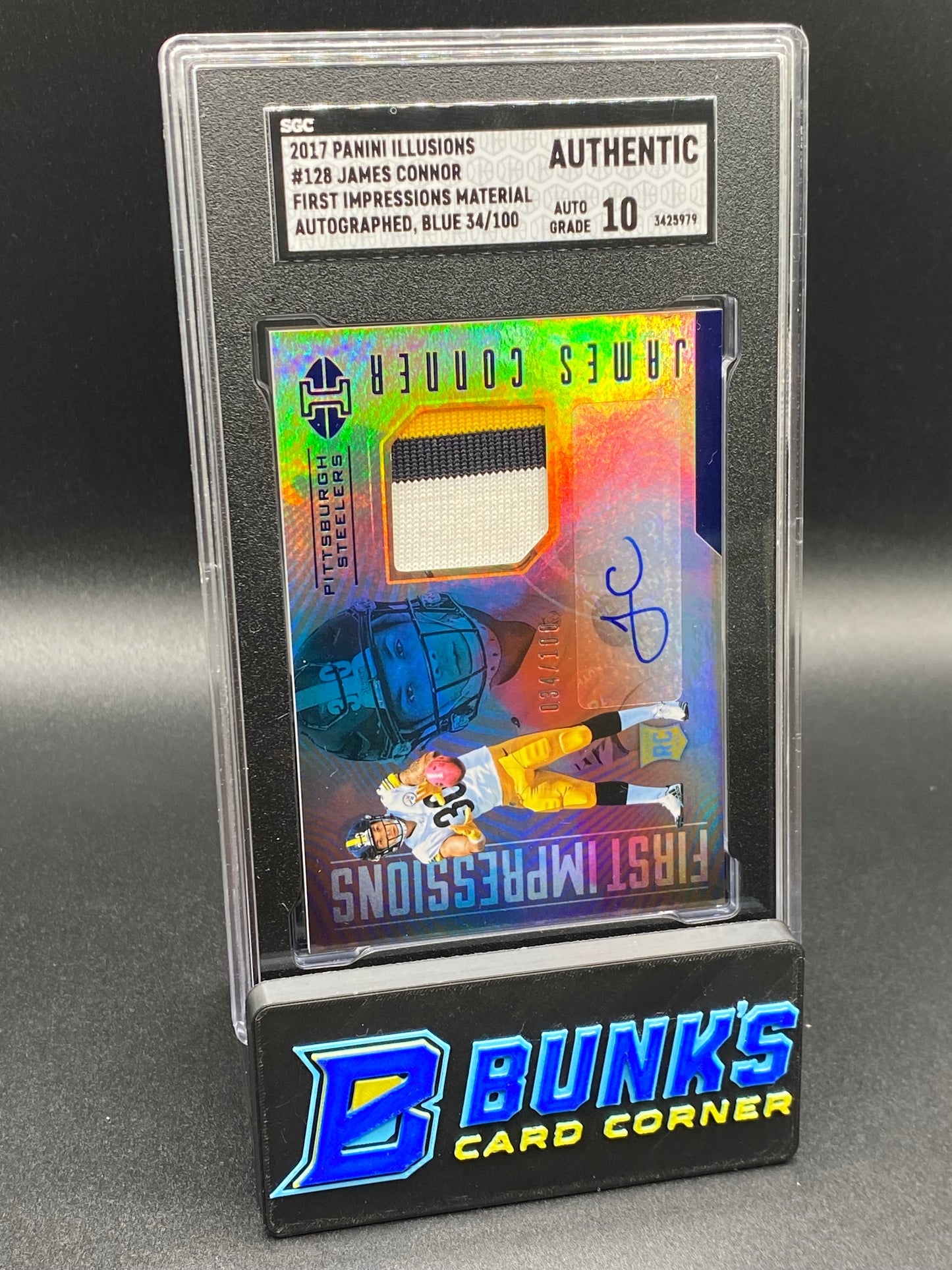 2017 James Conner First Impressions Material Auto. Blue SGC Auto. 10 (Box B63)