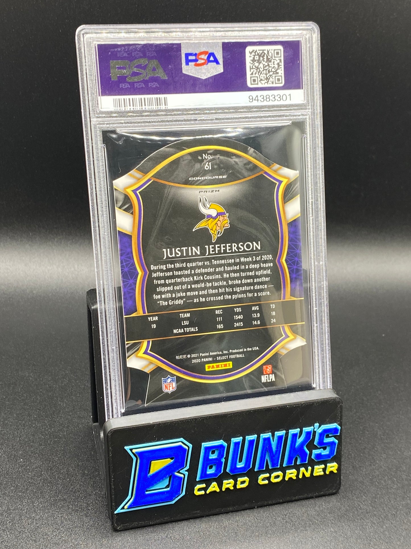 2020 Justin Jefferson Die-Cut Orange Prizm RC PSA 9 (Box B63)
