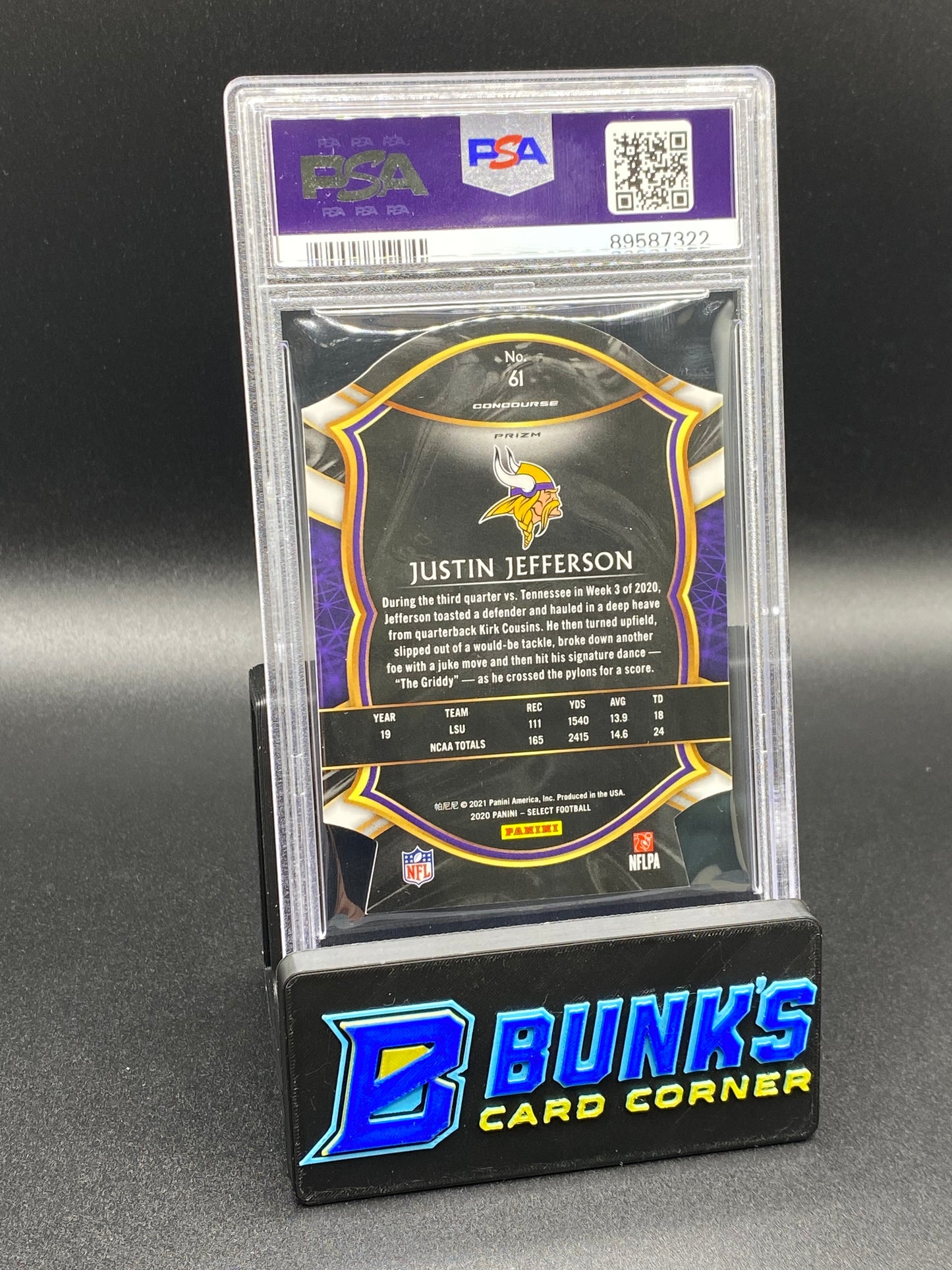 2020 Justin Jefferson Die-Cut White Prizm RC PSA 9 (Box B63)