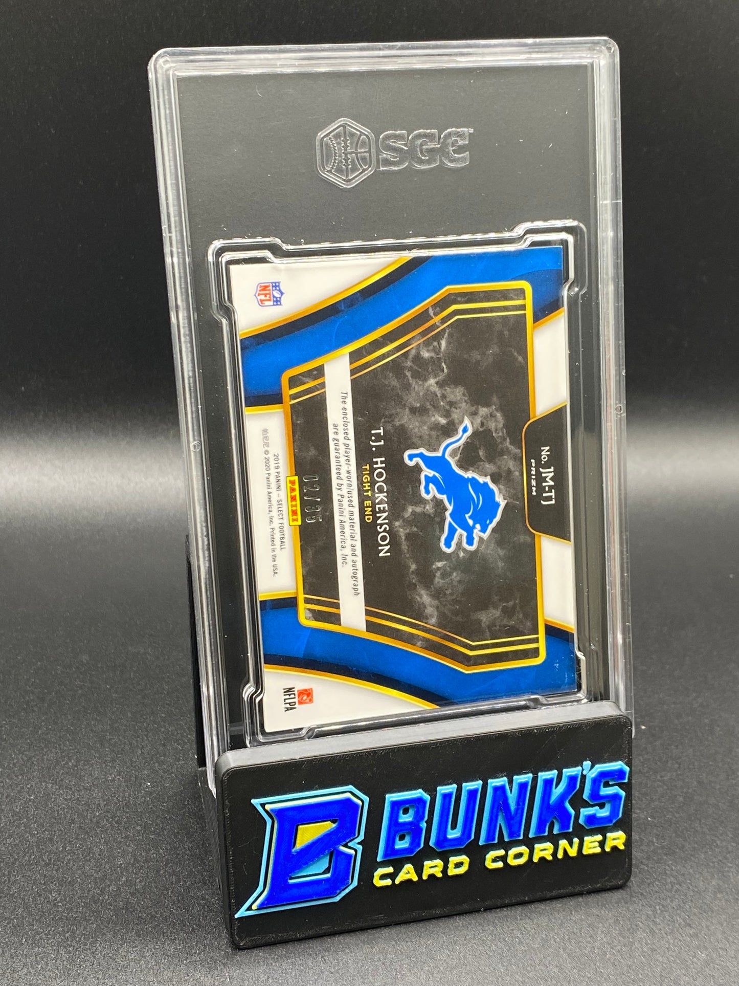 2019 TJ Hockenson Jumbo Material Sig. White Prizm SGC Auto. 10 (Box B63)