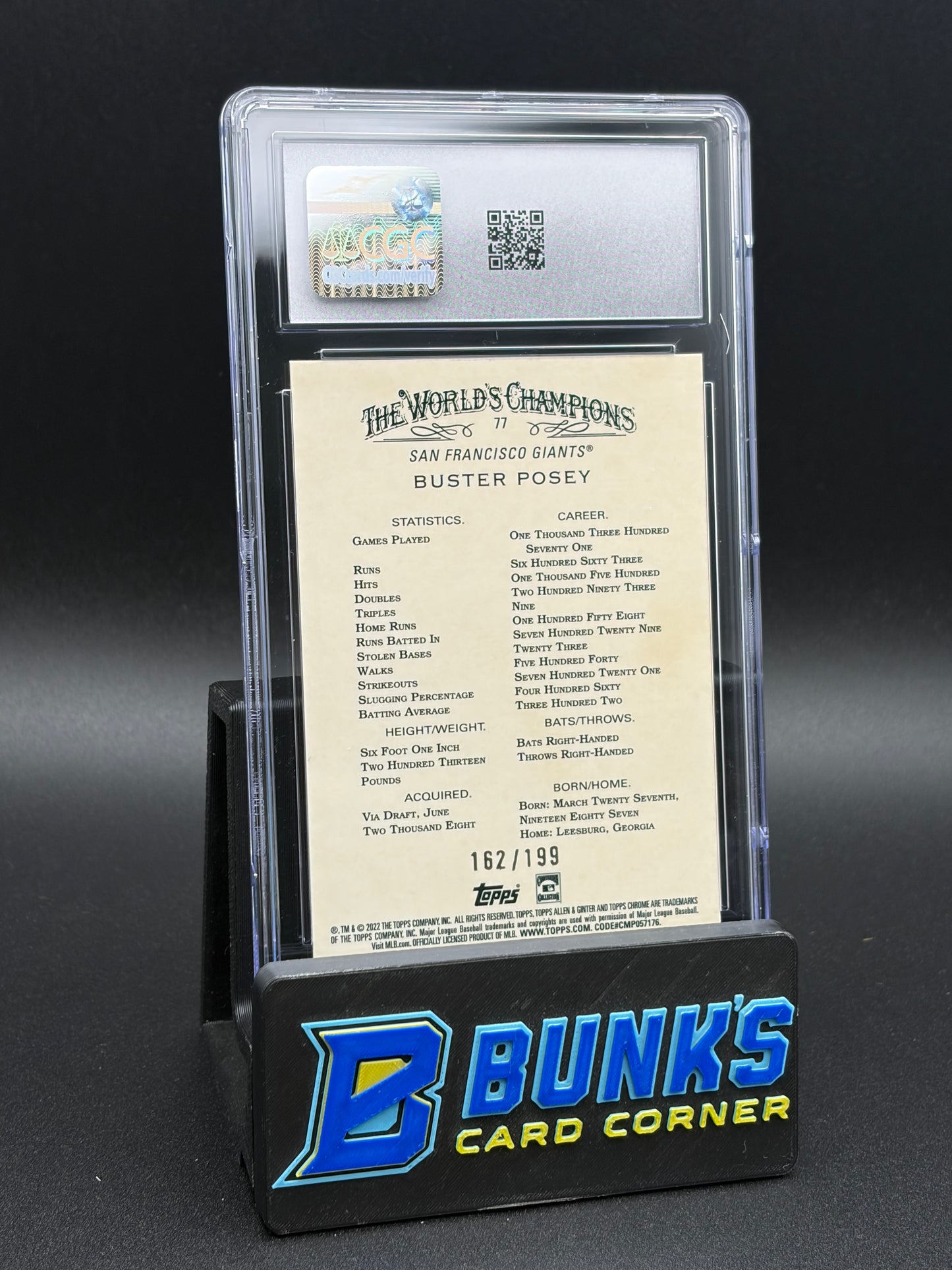 2022 Buster Posey Magenta Refractor CGC 10 162/199