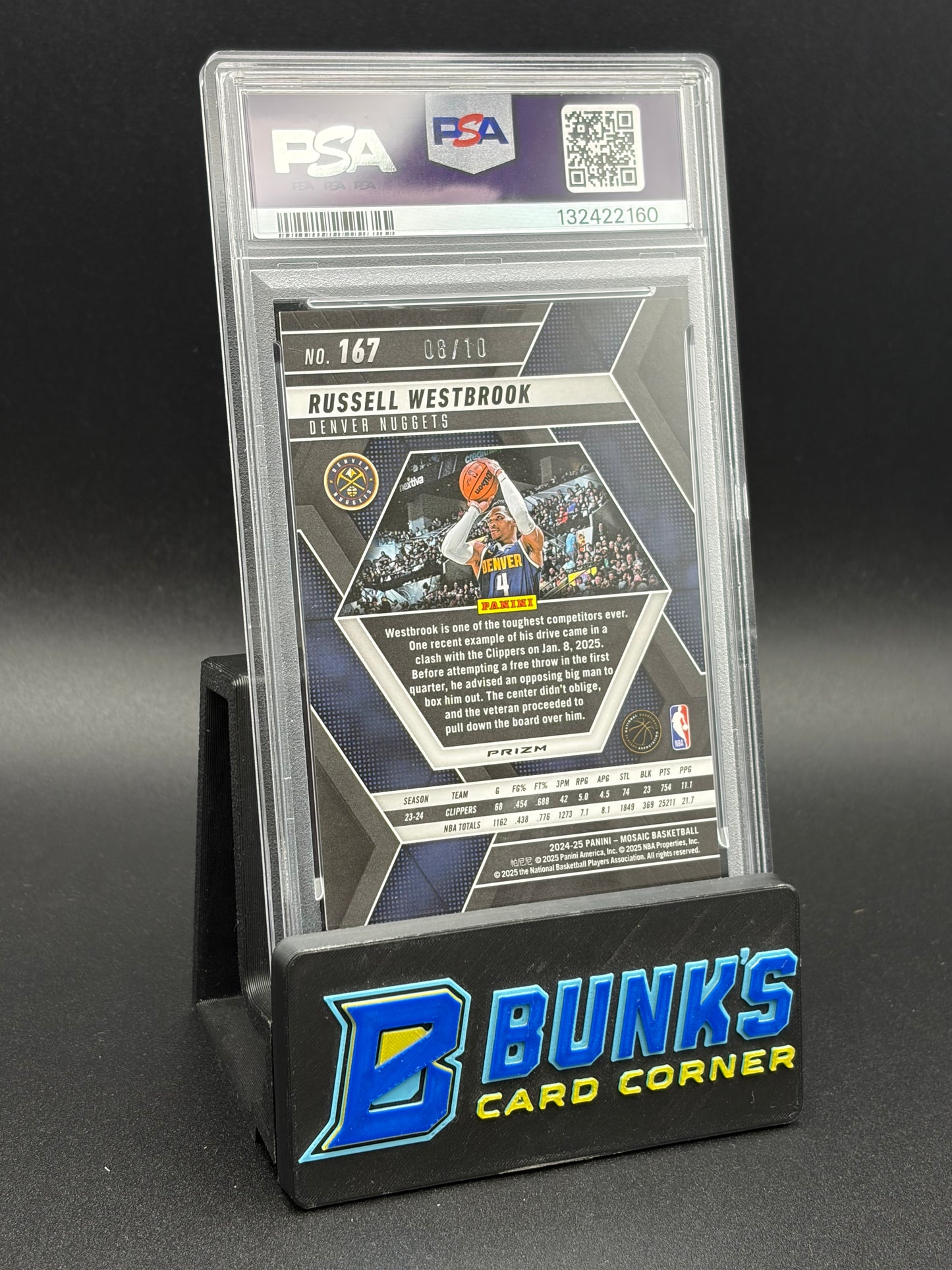 2024 Russell Westbrook Pink Fluorescent Mosaic PSA 10 8/10