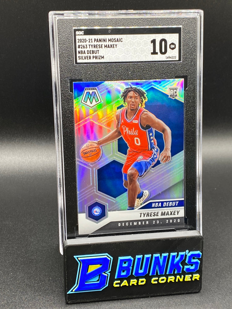 2020-21 Tyrese Maxey NBA Debut Silver Prizm RC SGC 10