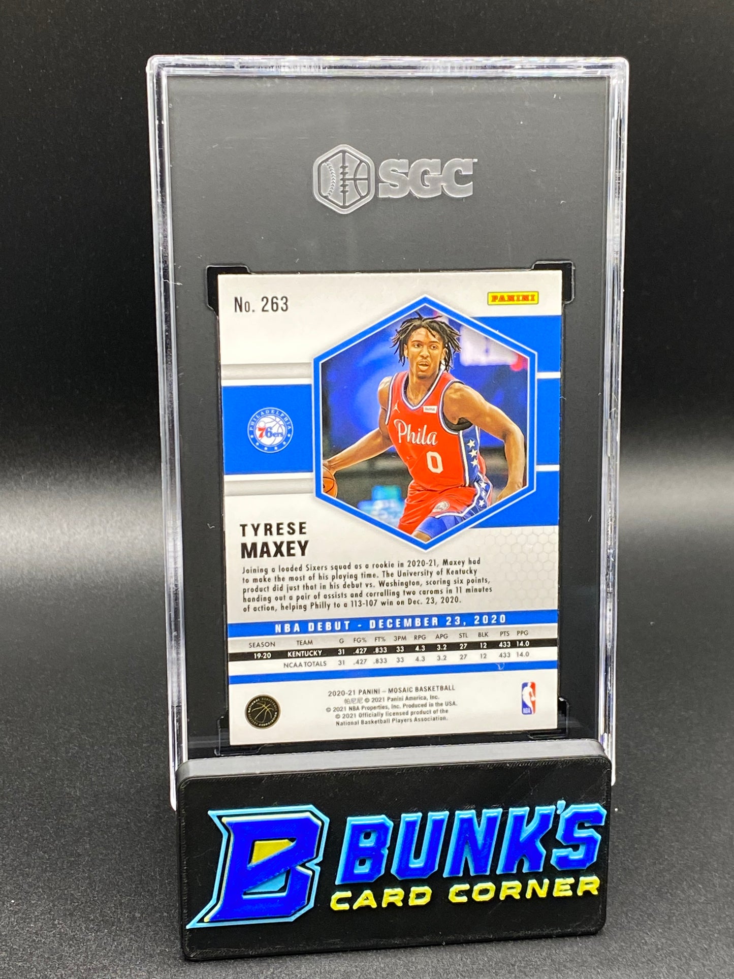 2020-21 Tyrese Maxey NBA Debut Silver Prizm RC SGC 10 (Box A18)