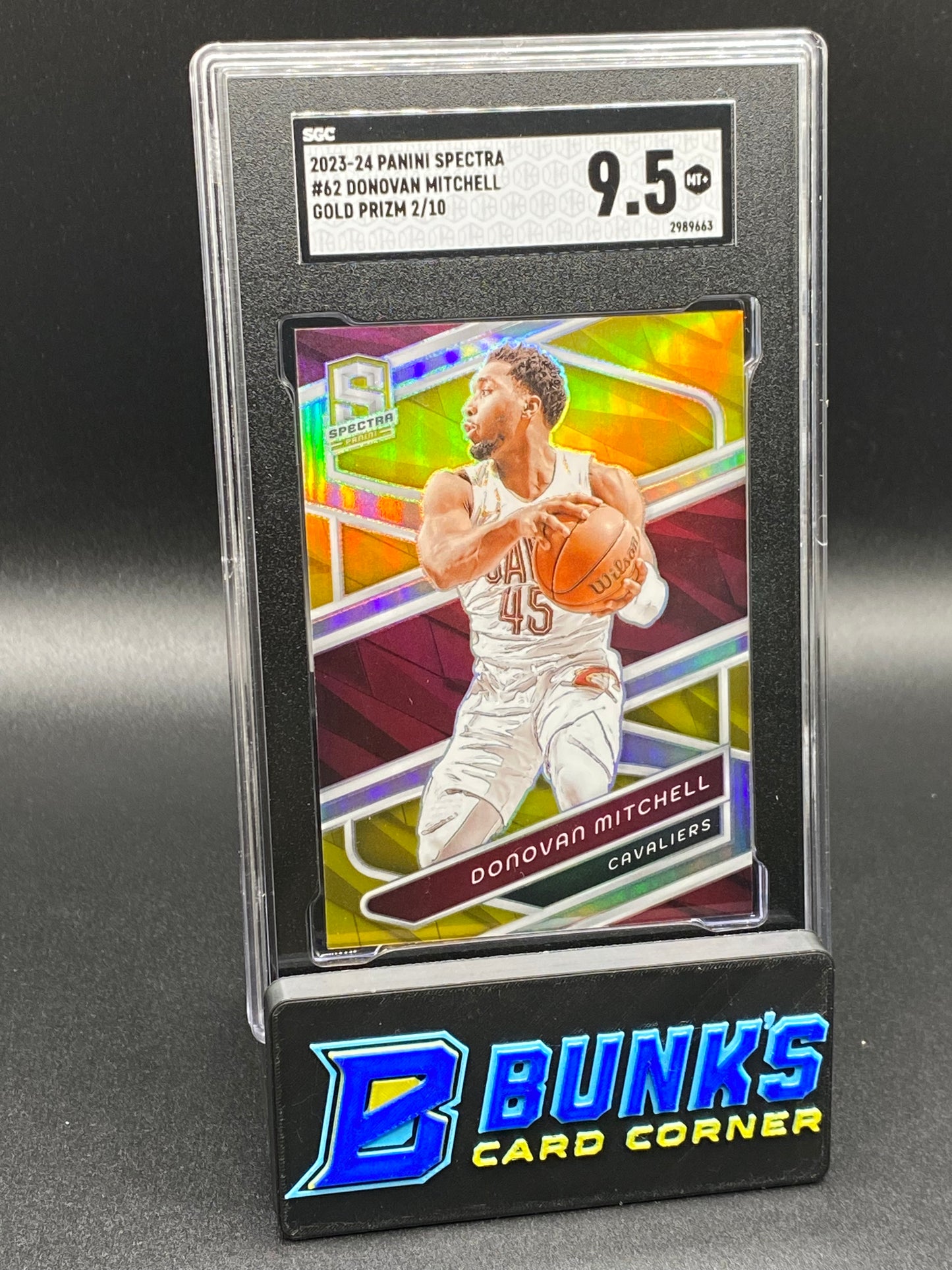 2023-24 Donovan Mitchell Gold Prizm 2/10 SGC 9.5