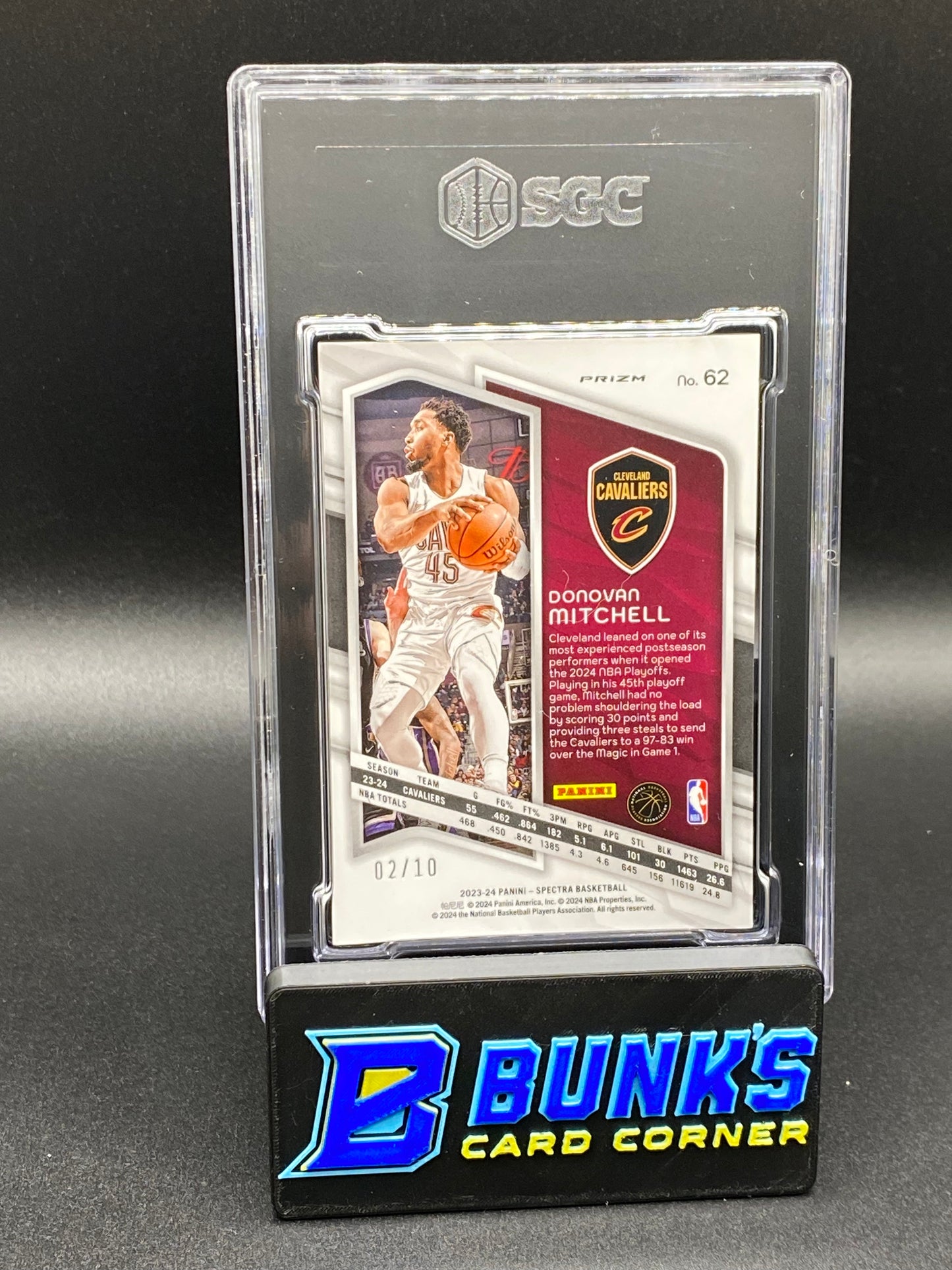 2023-24 Donovan Mitchell Gold Prizm 2/10 SGC 9.5