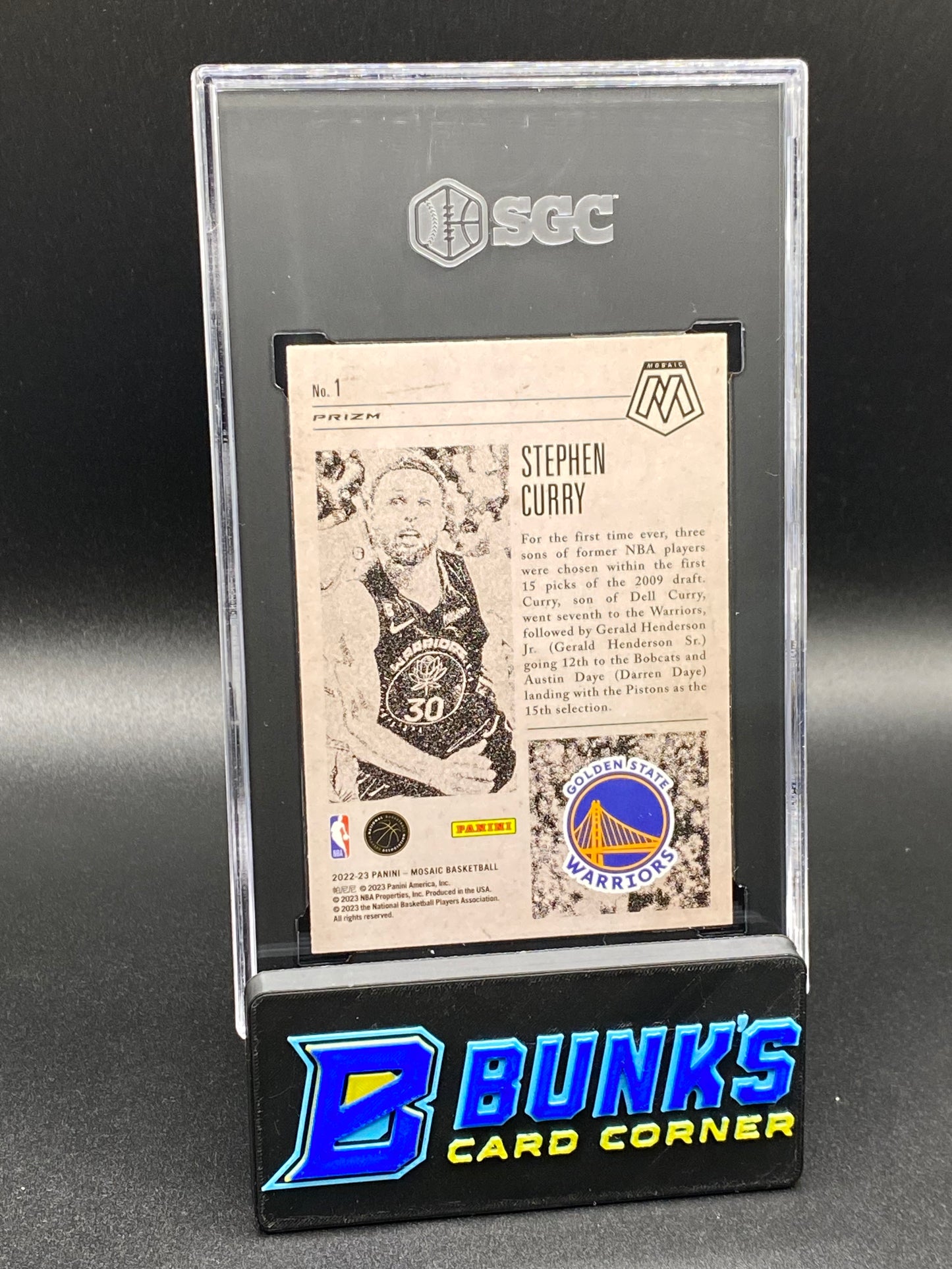 2022-23 Stephen Curry Notoriety Mosaic Prizm SGC 10 (Box A18)