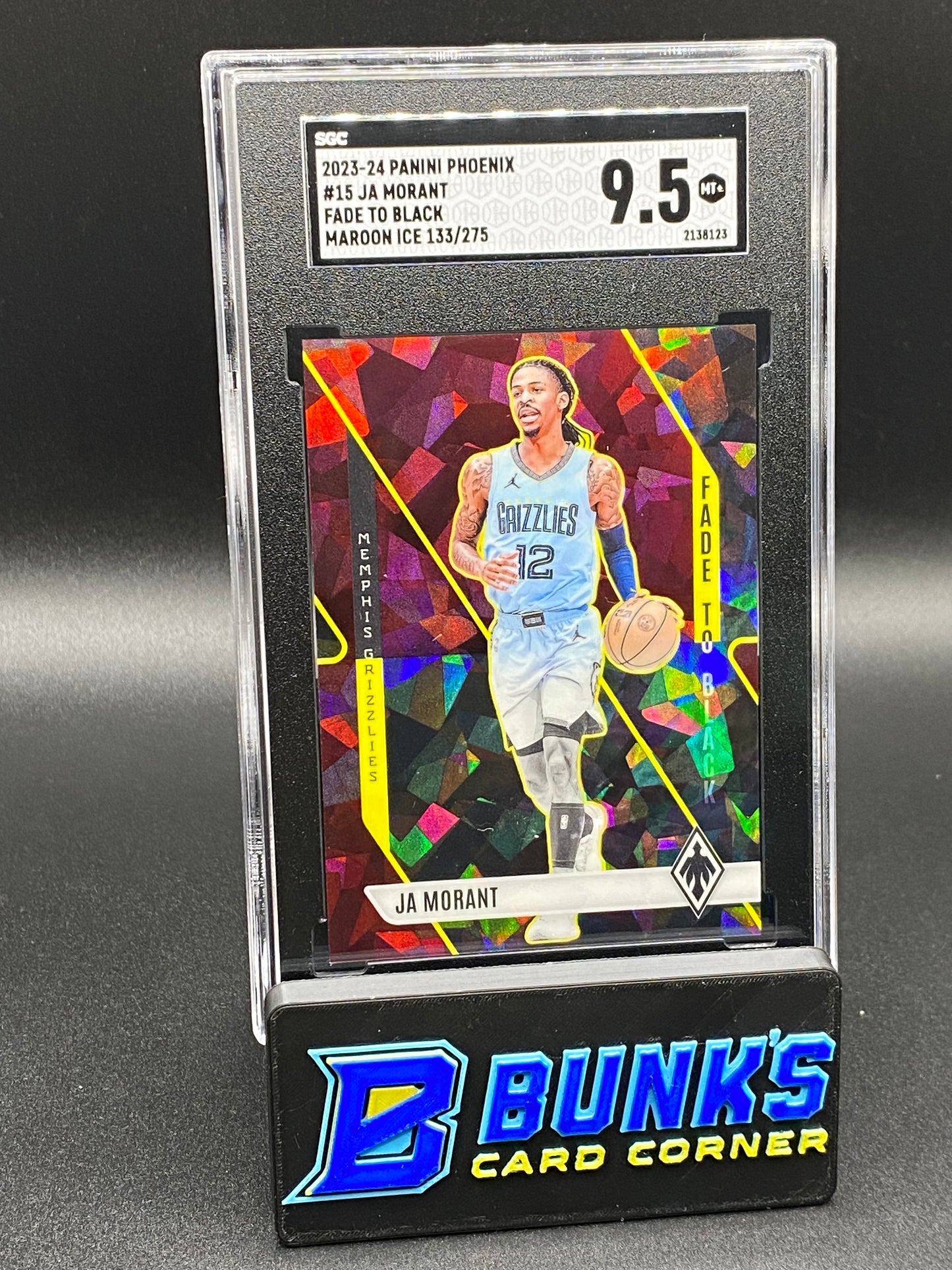 2023-24 Ja Morant Fade to Black Maroon Ice SGC 9.5 (Box A18)