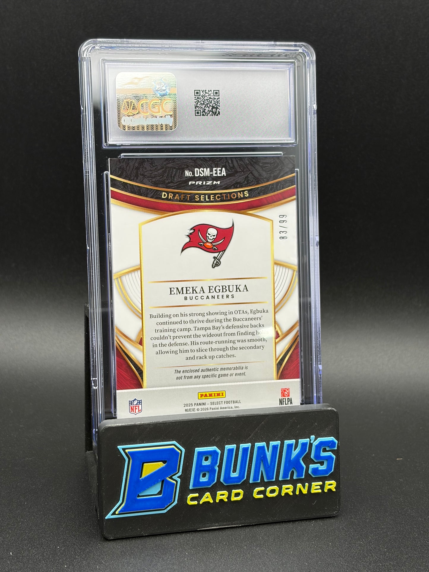 2025 Emeka Egbuka White Draft Selections Memorabilia CGC 9 RC 83/99