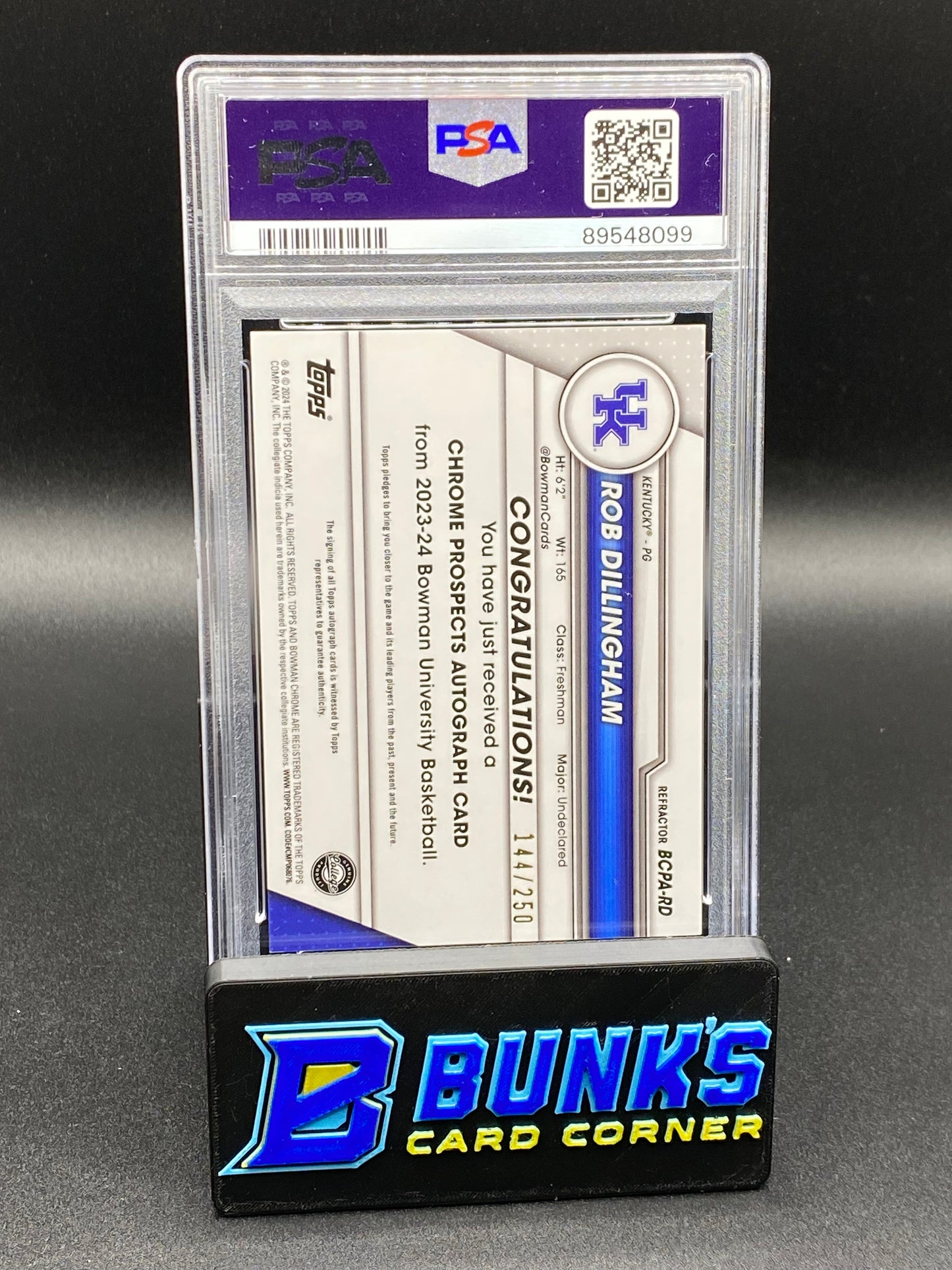 2023 Rob Dillingham Auto. Ref. PSA Auto. 10 (Box A18)