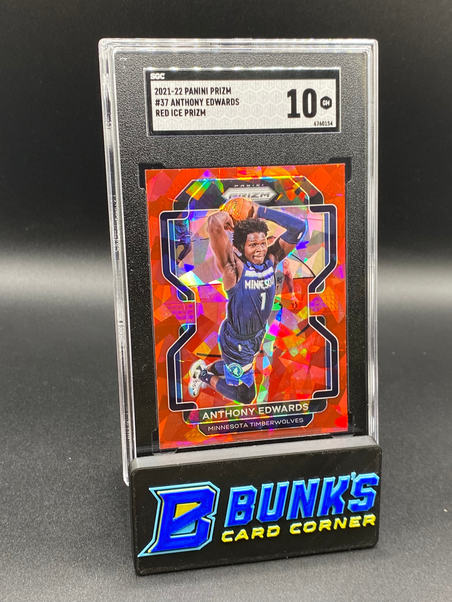2021-22 Anthony Edwards Red Ice Prizm SGC 10