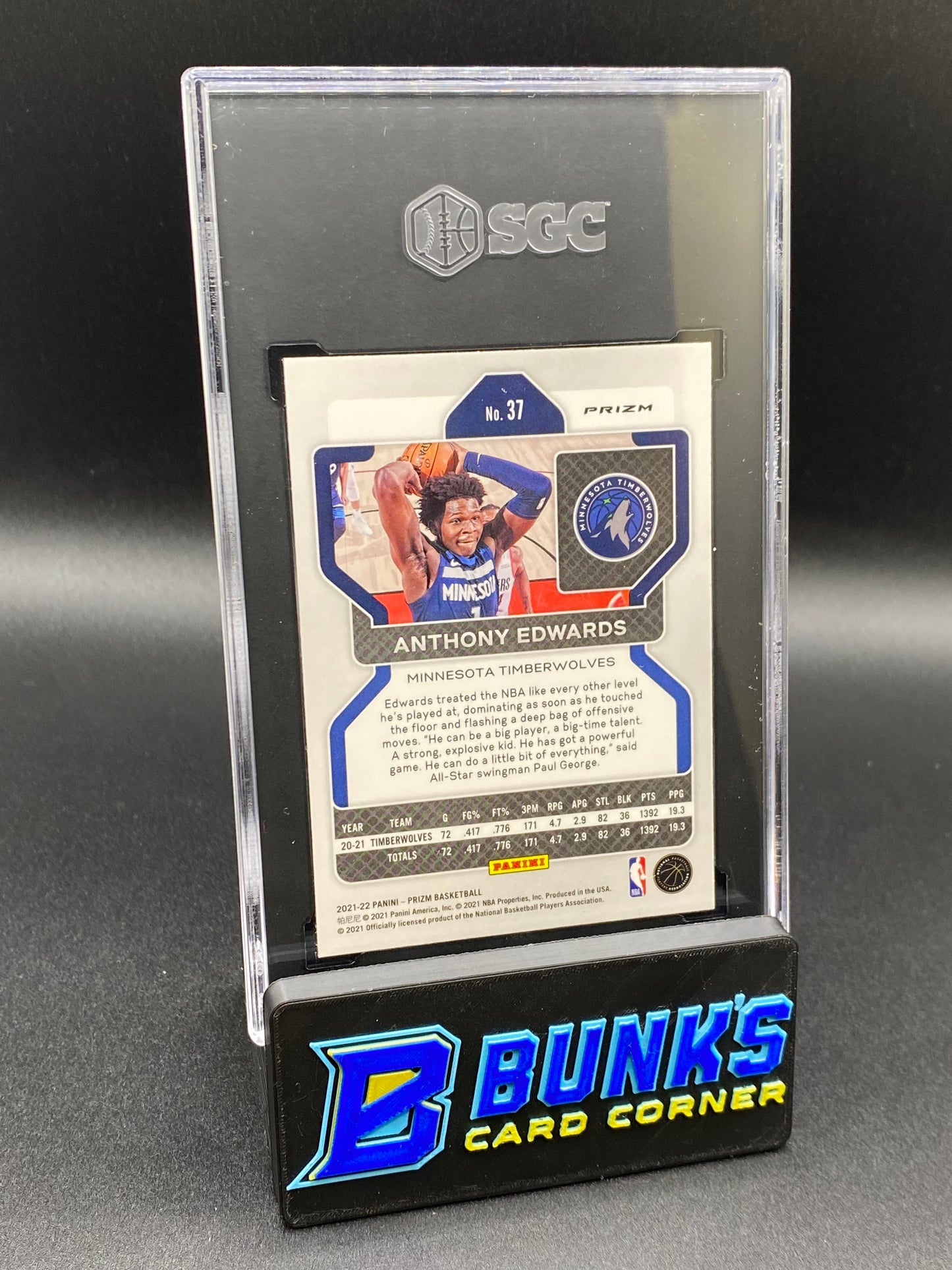 2021-22 Anthony Edwards Red Ice Prizm SGC 10