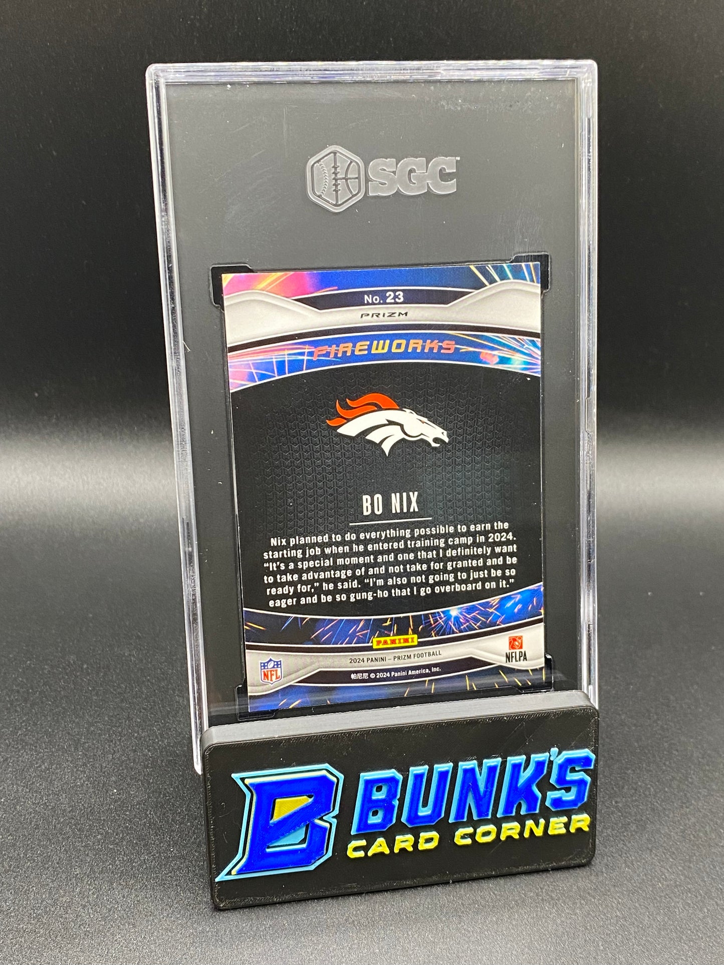 2024 Bo Nix Fireworks Green Wave Prizm RC SGC 9.5