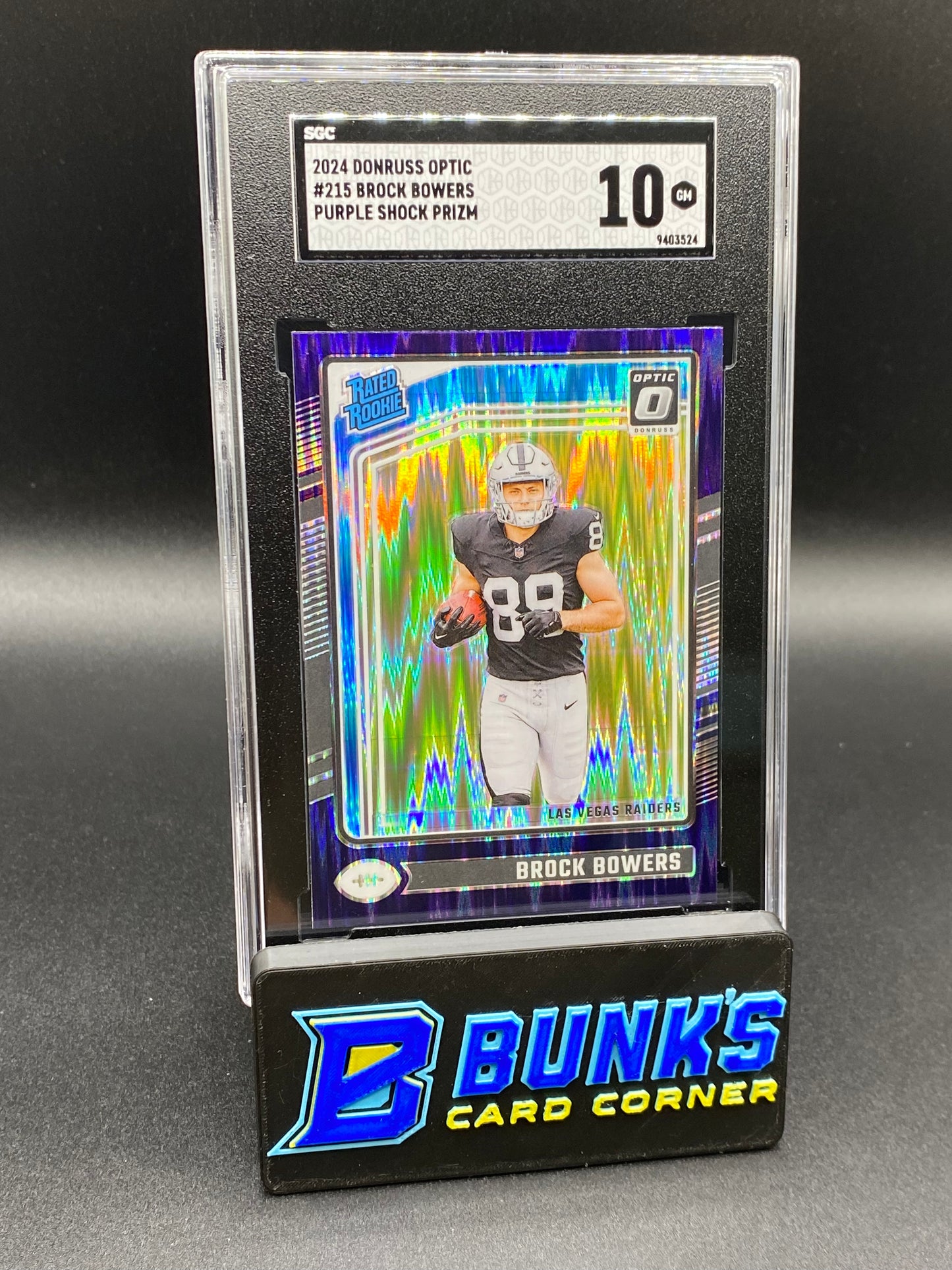 2024 Brock Bowers Purple Shock Prizm SGC 10
