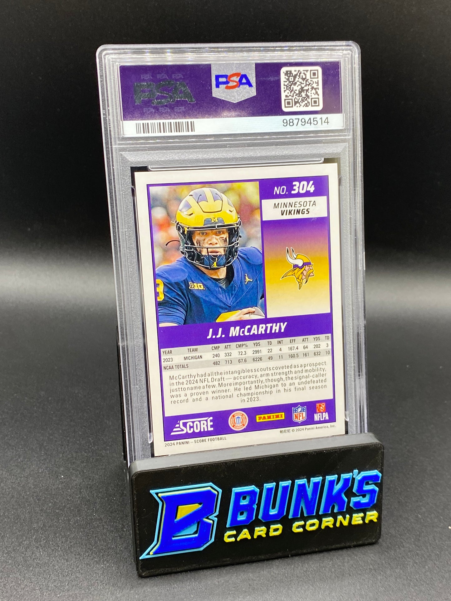 2024 JJ McCarthy Artist's Proof RC 34/35 PSA 9