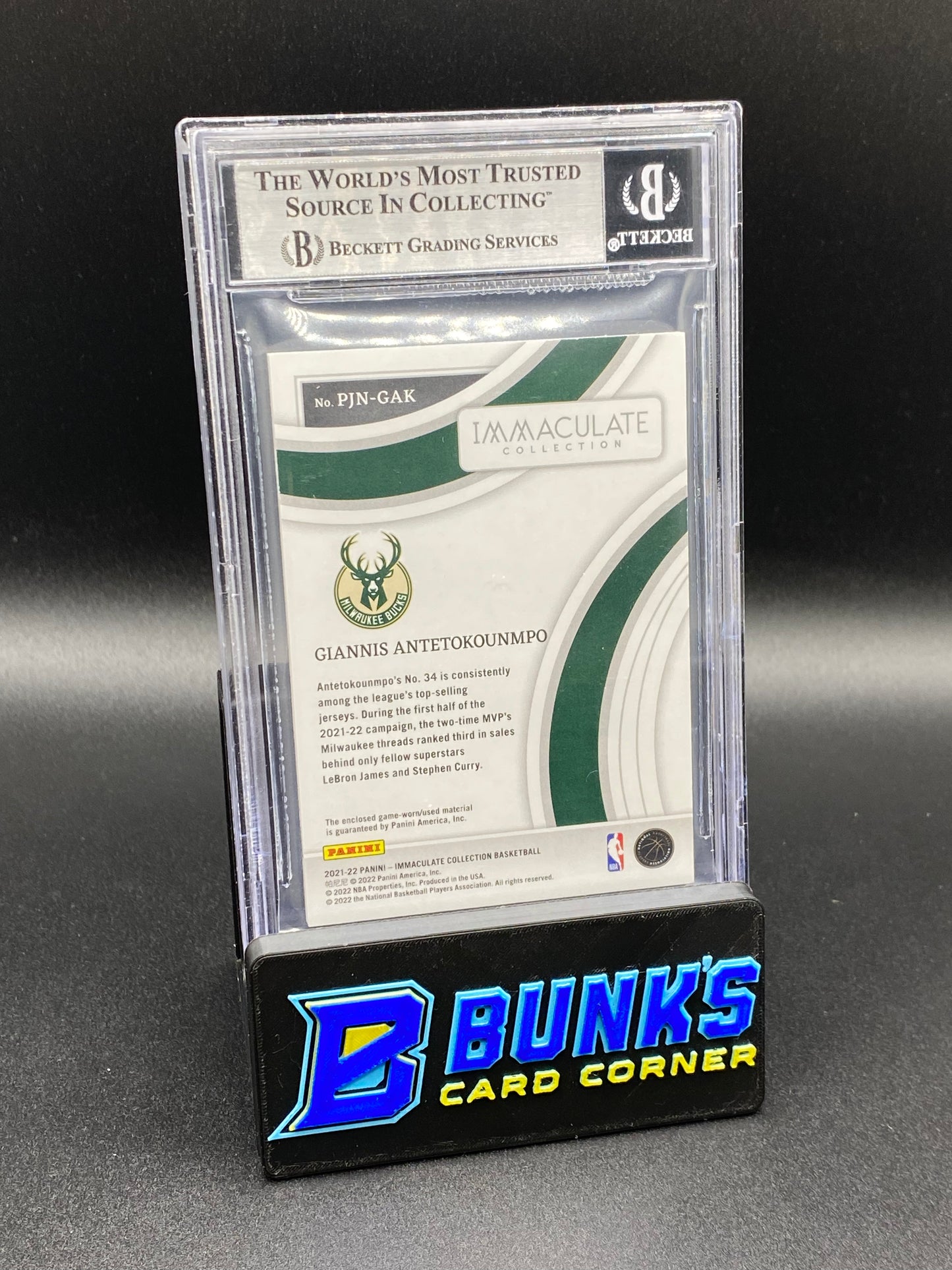 2021-22 Giannis Antetokounmpo Jersey Game Worn Bechett 9