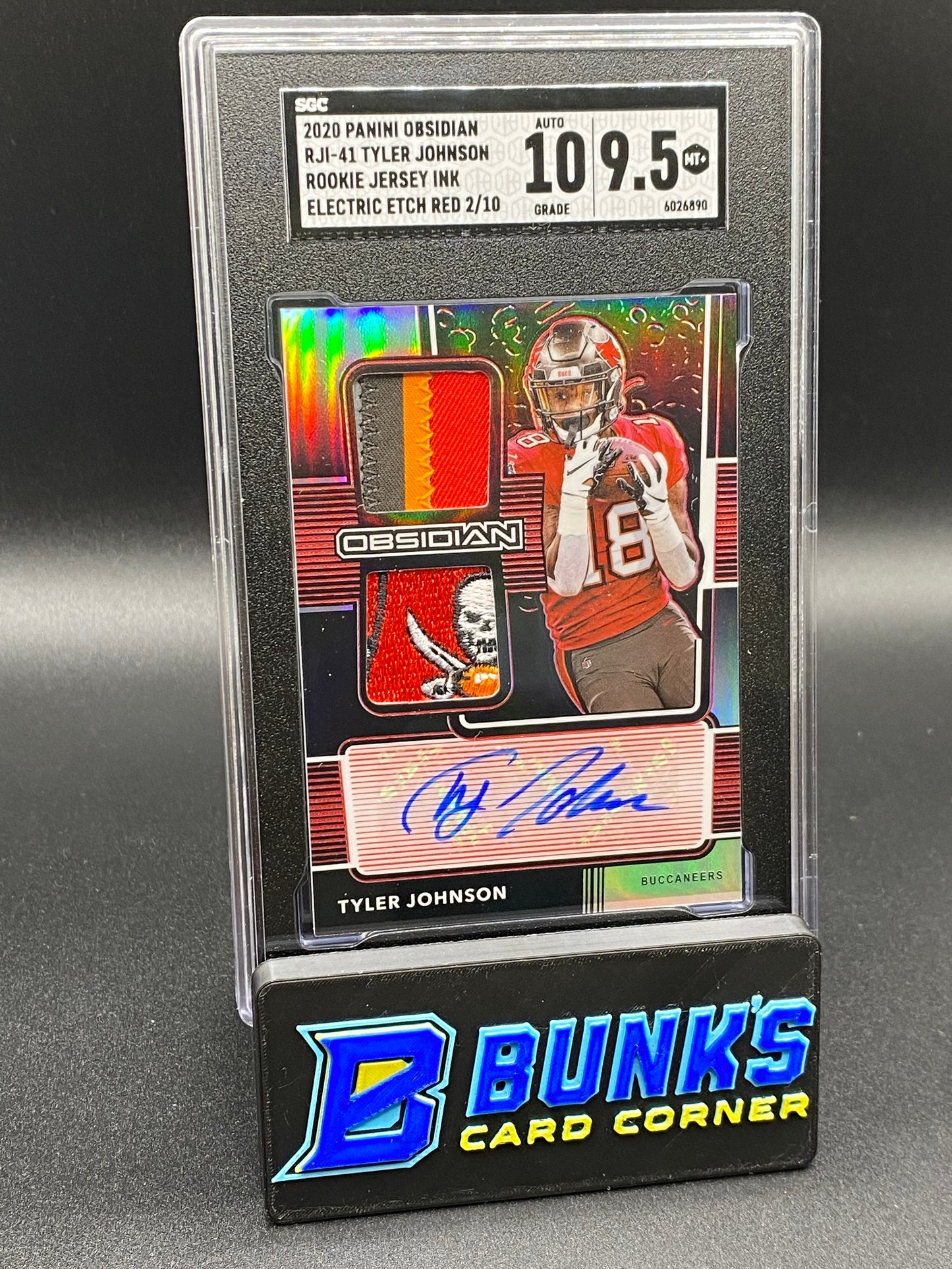 2020 Tyler Johnson Rookie Jersey Ink Electric Etch Red 2/10 SGC 10/9.5