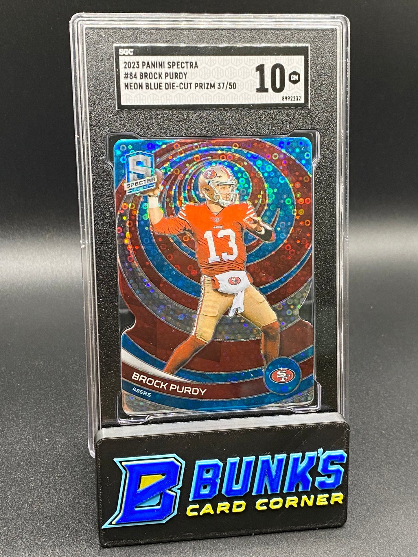 2023 Brock Purdy Neon Blue Die-Cut Prizm SGC 10
