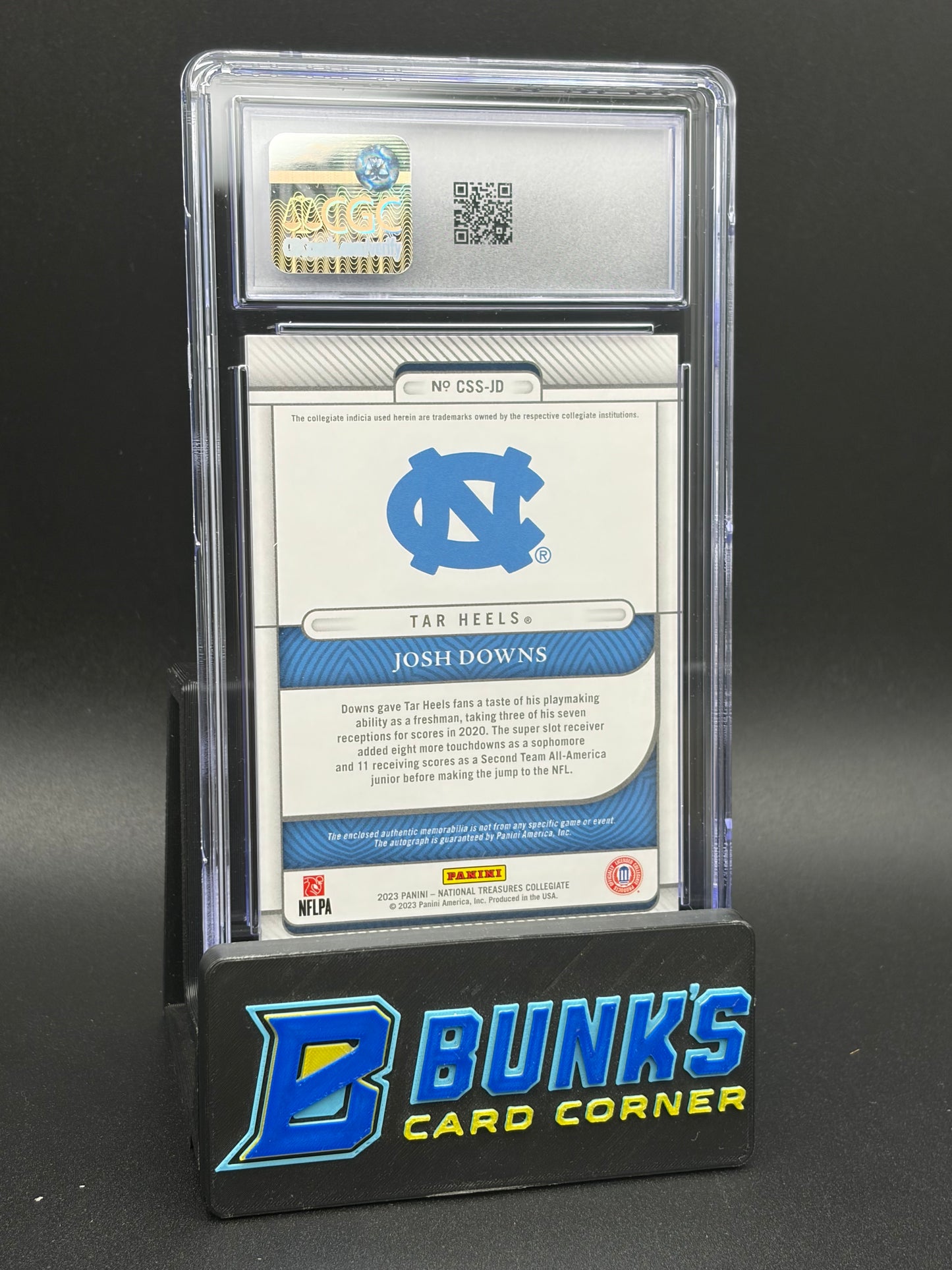 2023 Josh Downs Blue College Silhouettes Signatures CGC 10 Auto 10 46/49
