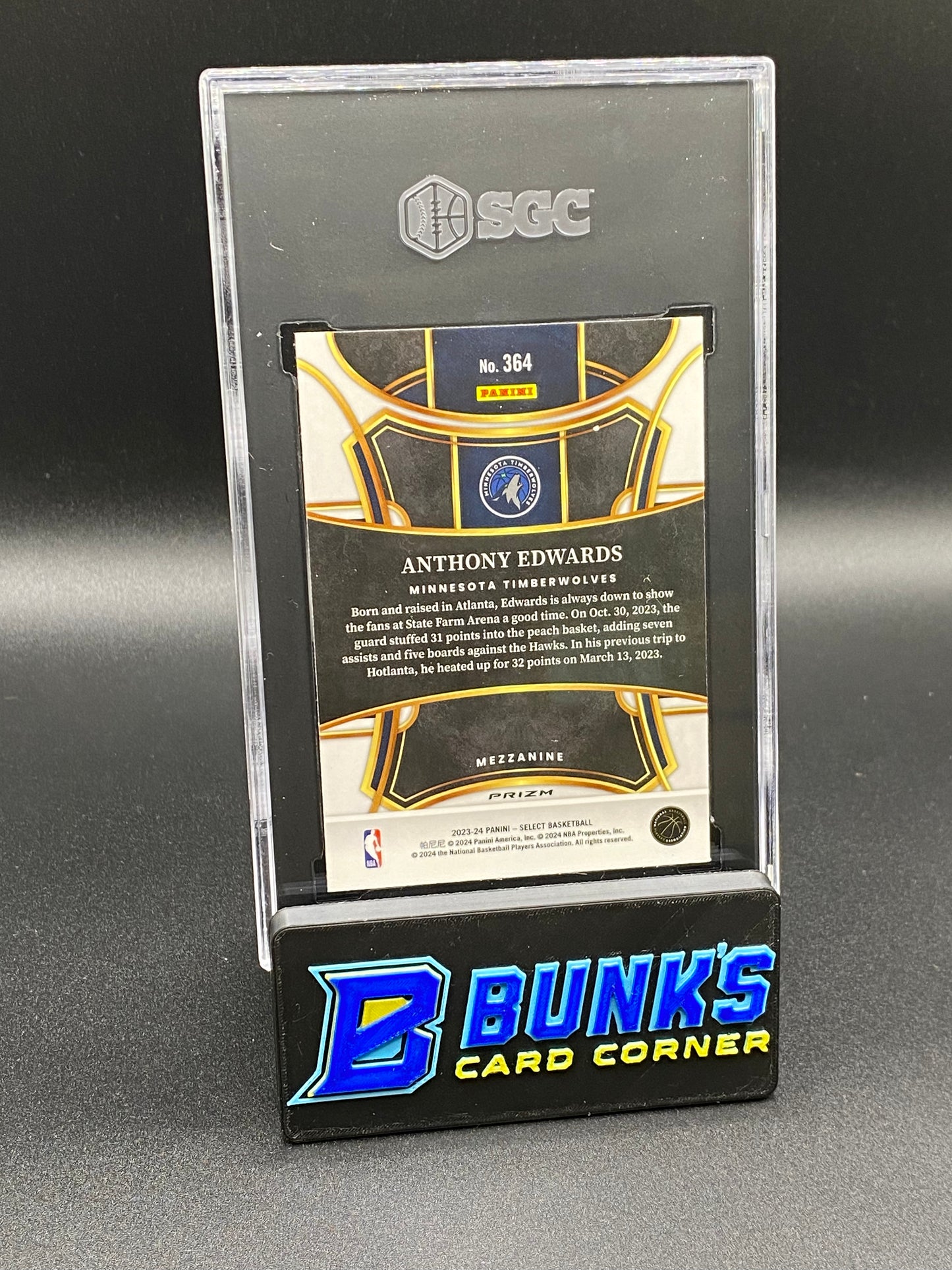 2023-24 Anthony Edwards Orange Tectonic Prizm SGC 10