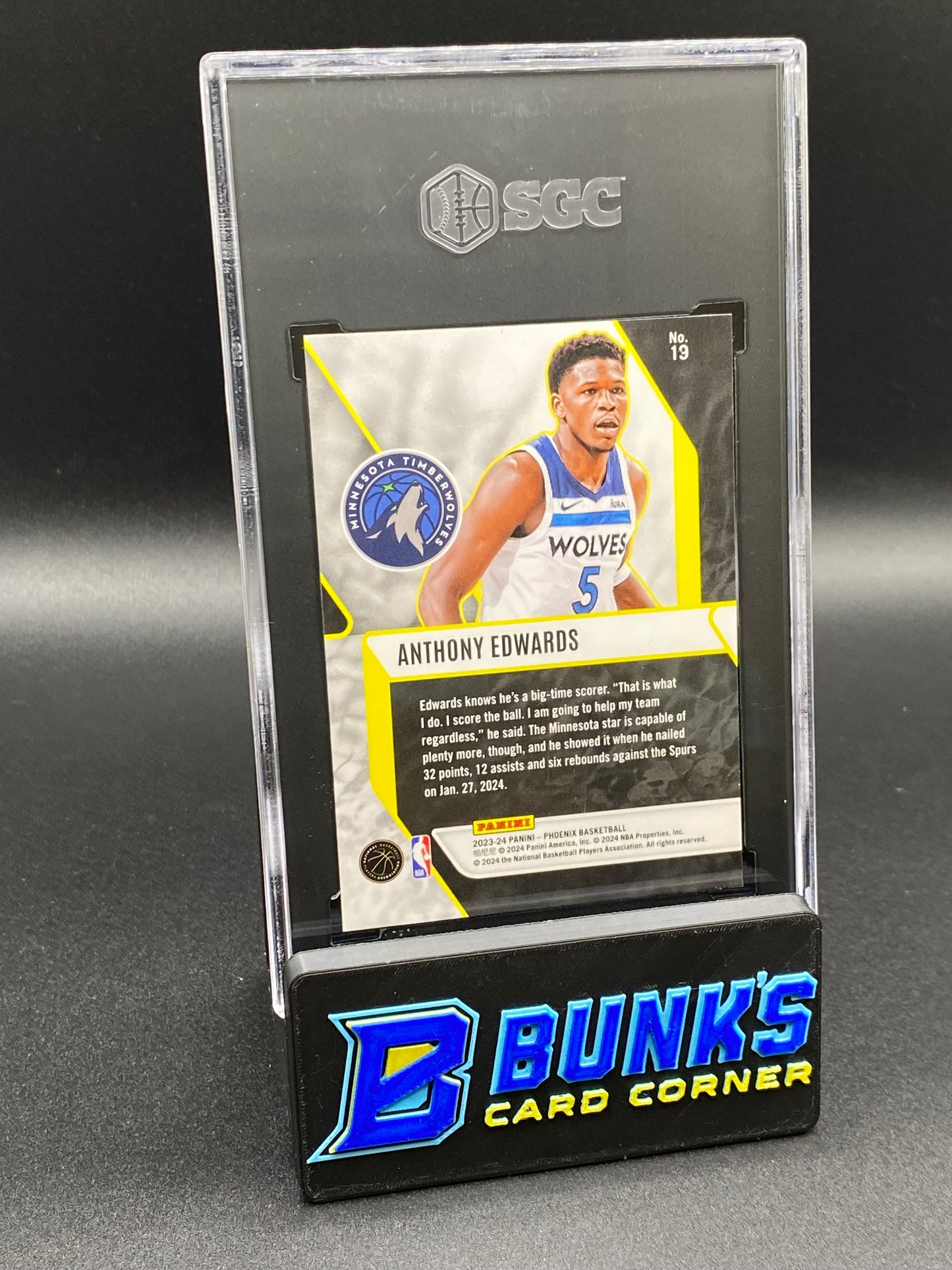 2023-24 Anthony Edwards Fade to Black Blue Ice SGC 10