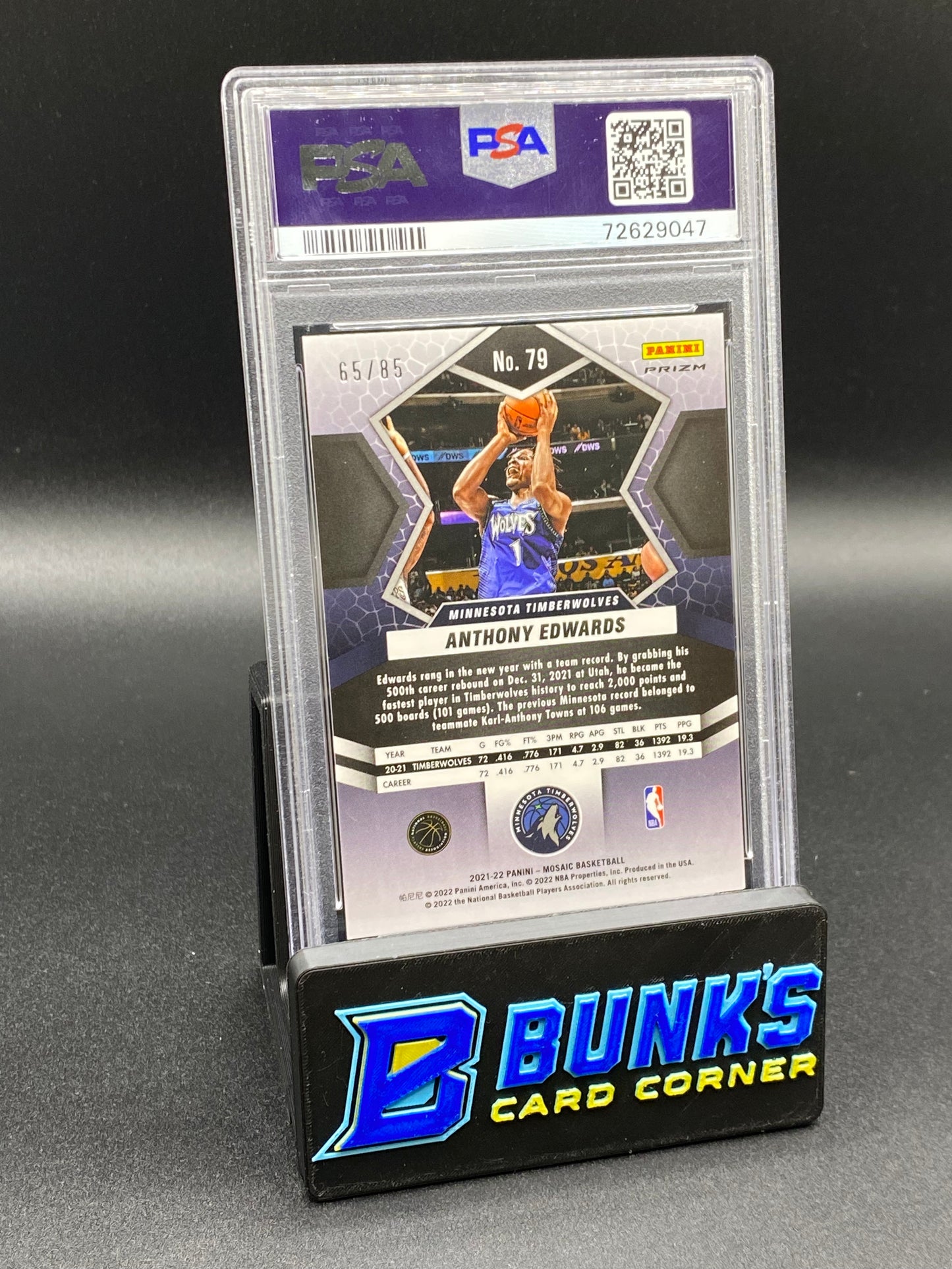 2021 Anthony Edwards Blue Fast Break 65/85 PSA 9