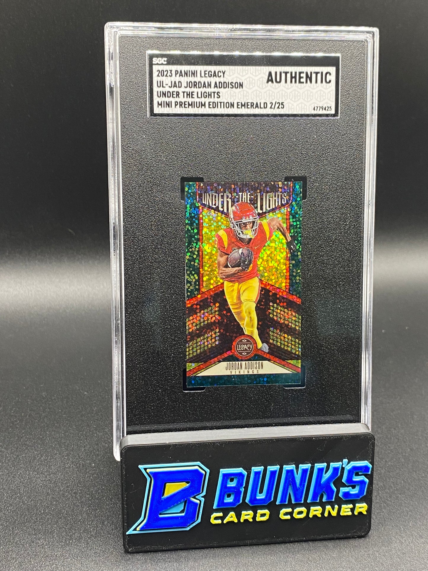 2023 Jordan Addison Under the Lights Mini Premium Edition Emerald 2/25 SGC Authentic