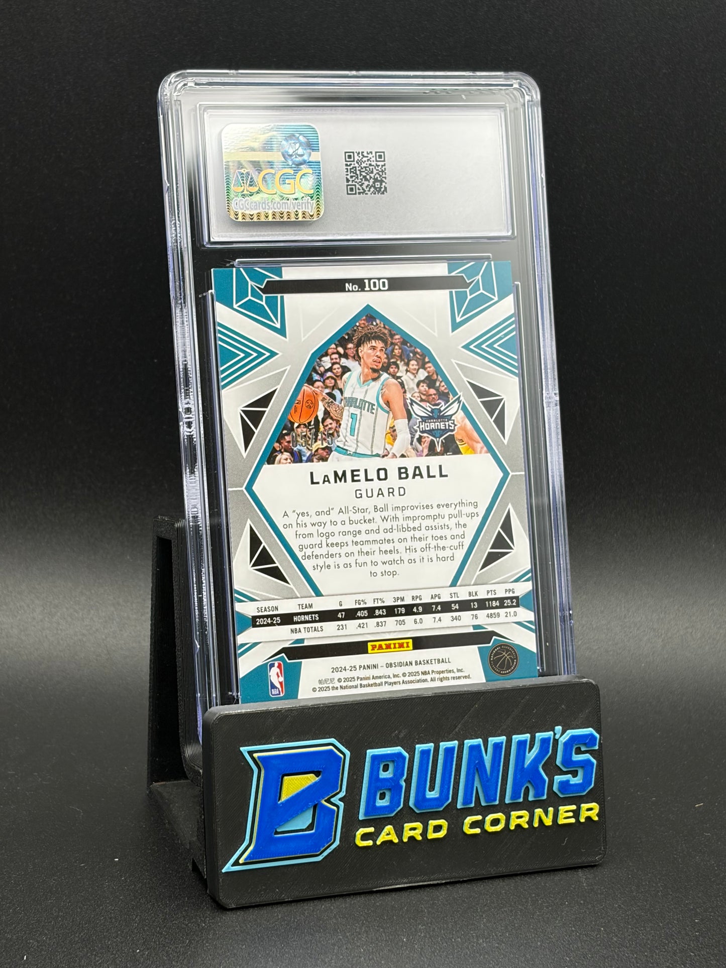 2024-25 LaMelo Ball Electric Etch Hot Springs Obsidian CGC 9 5/15