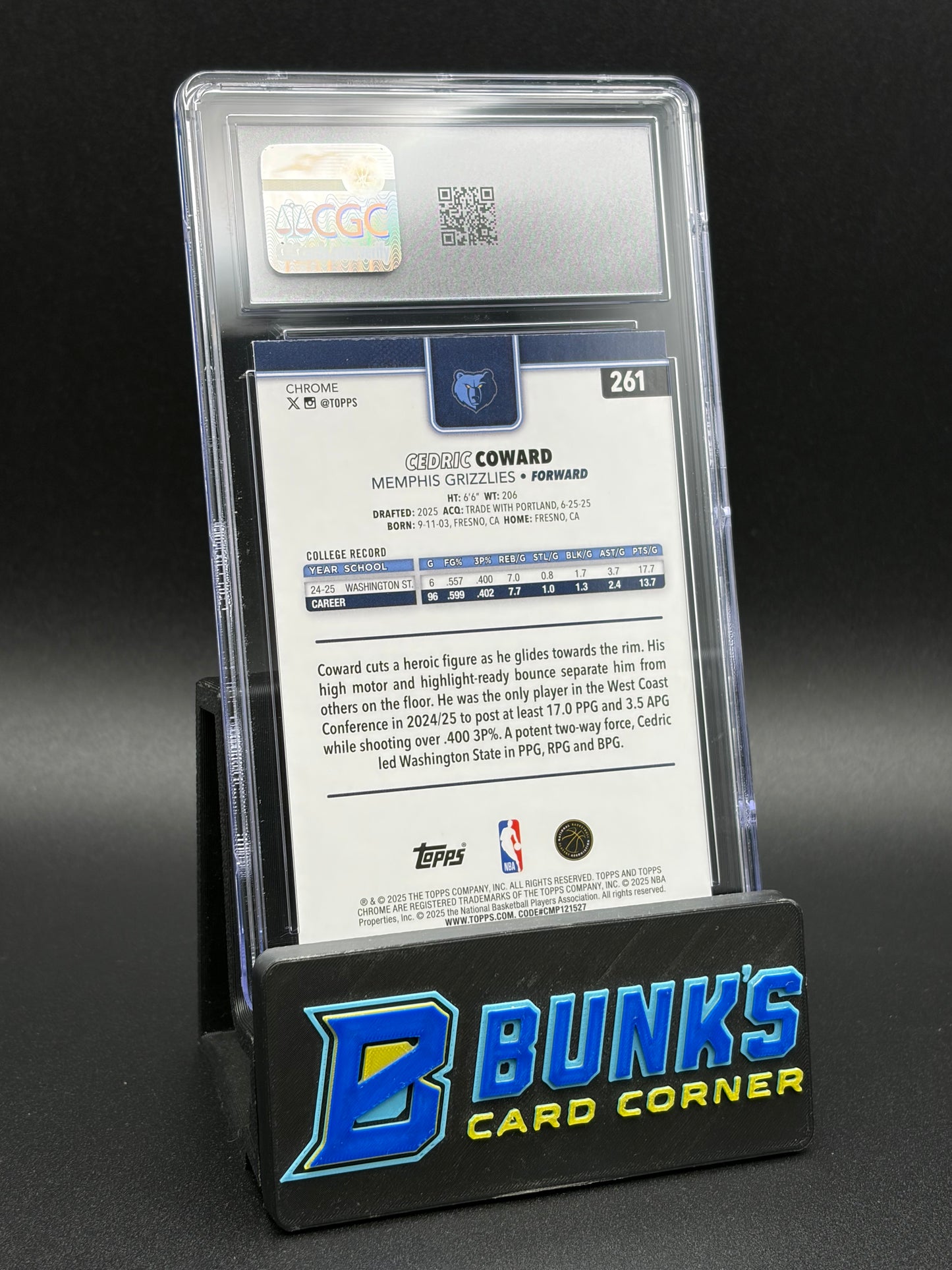 2025-26 Cedric Coward RayWave Refractor Topps Chrome CGC 10 RC