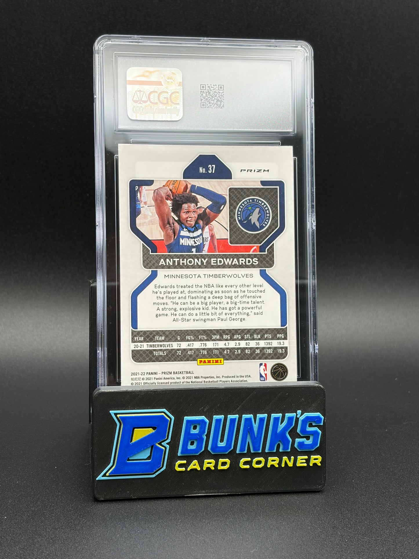 2021-22 Anthony Edwards 75th Diamond Anniversary Prizm CGC 10