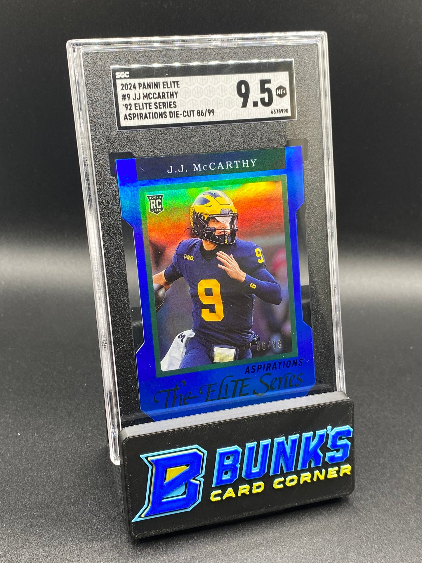 2024 JJ McCarthy '92 Elite Series Aspirations Die-Cut 86/99 RC SGC 9.5 (Box A10)