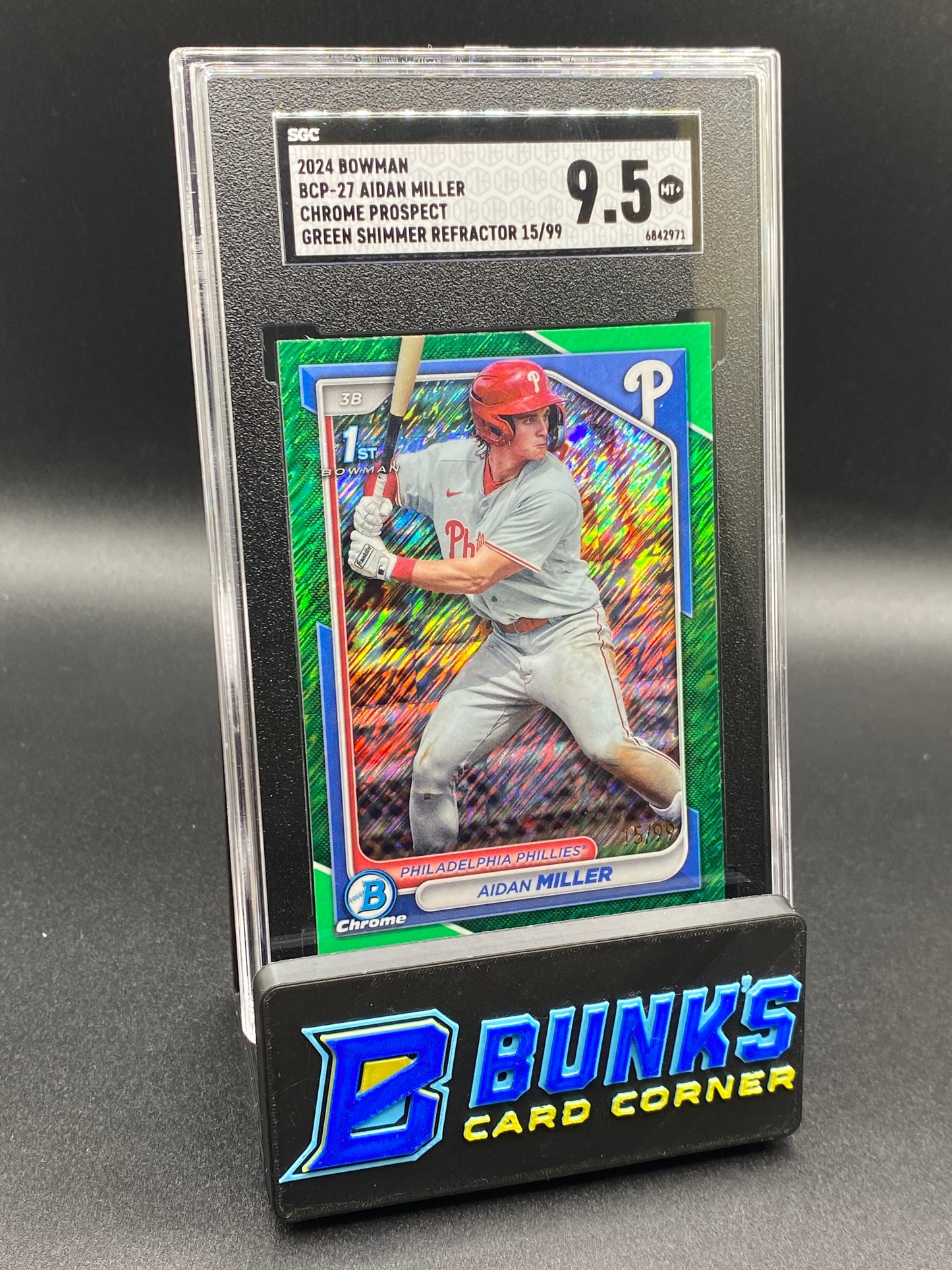 2024 Aidan Miller Chrome Prospect Green Shimmer Ref. SP SGC 9.5 (Box A10)
