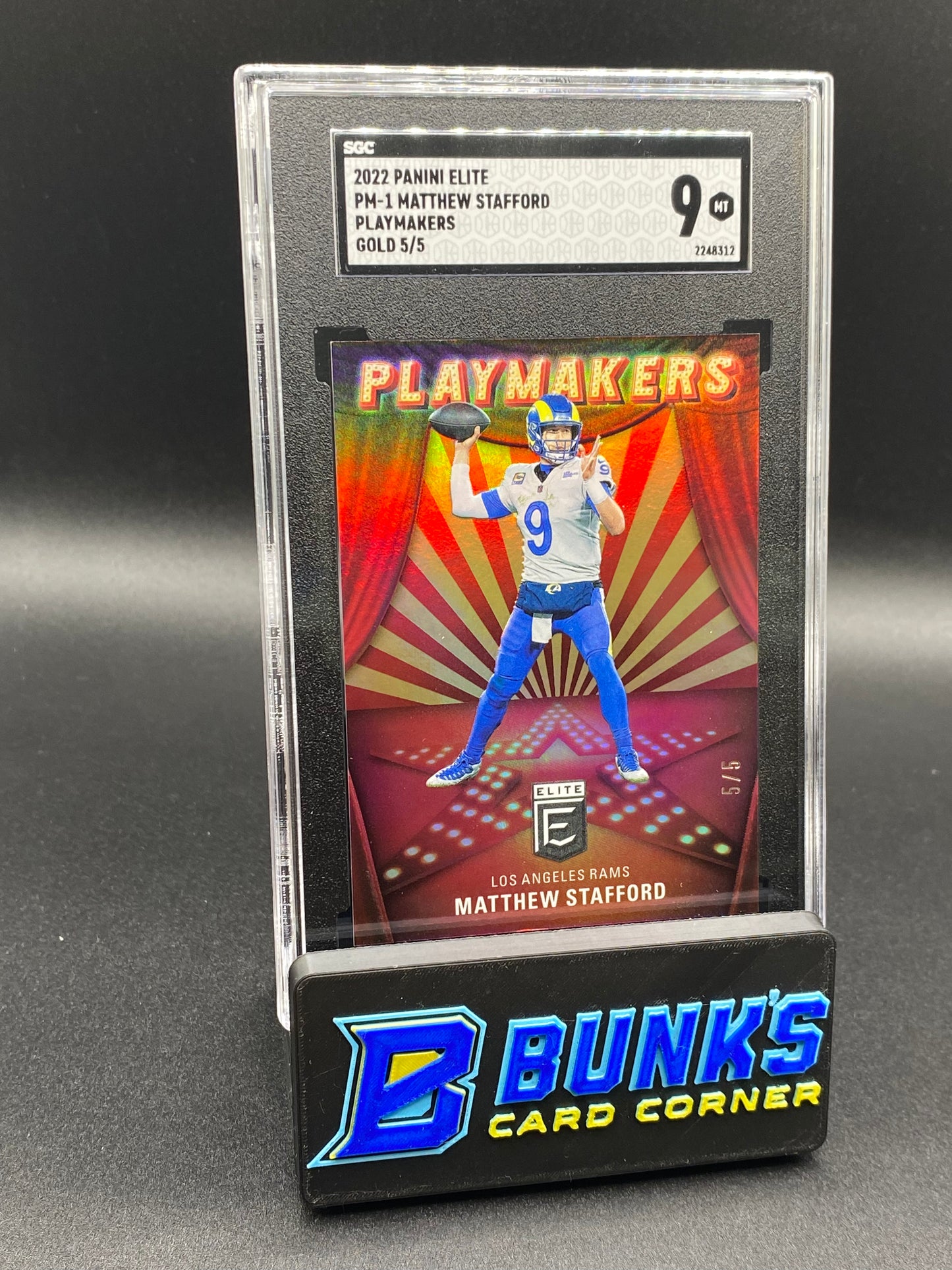 2022 Matthew Stafford Playmakers Gold 5/5 SGC 9 (Box A10)