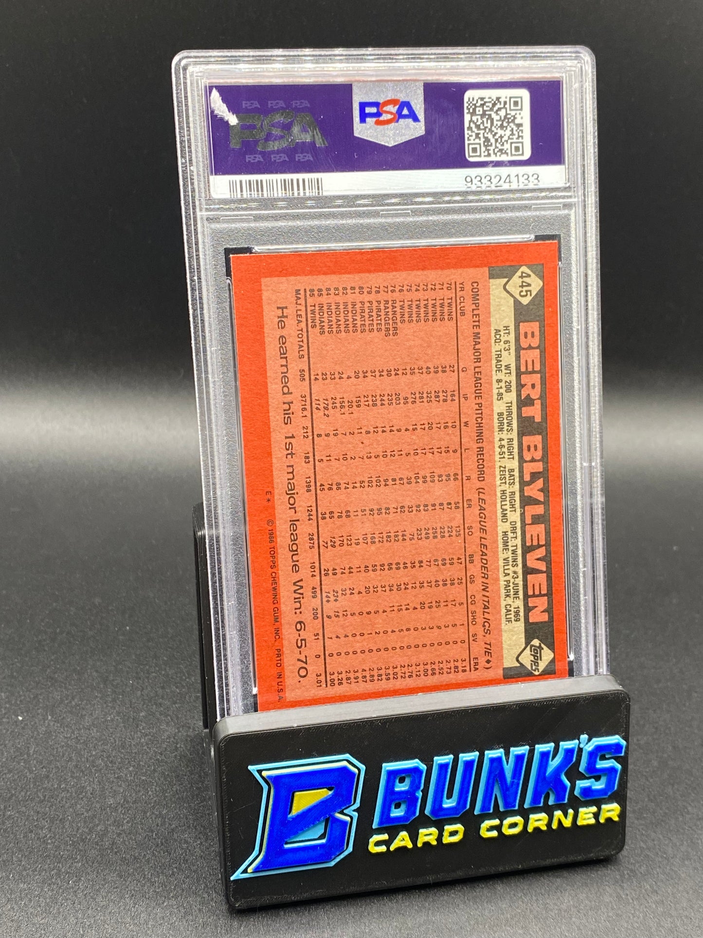 1986 Bert Blyleven PSA 9 (Box A15)