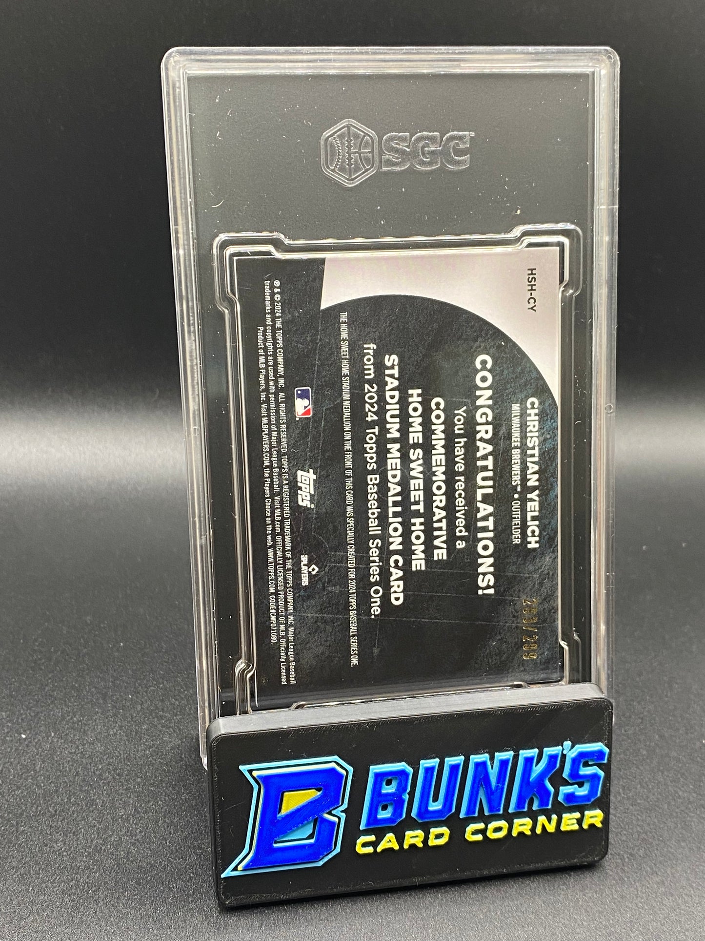 2024 Christian Yelich Home Sweet Home Stadium Medallion 293/299 SGC 9 (Box A15)