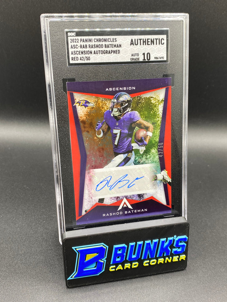 2022 Rashod Bateman Ascension Auto. Red SGC Auto 10