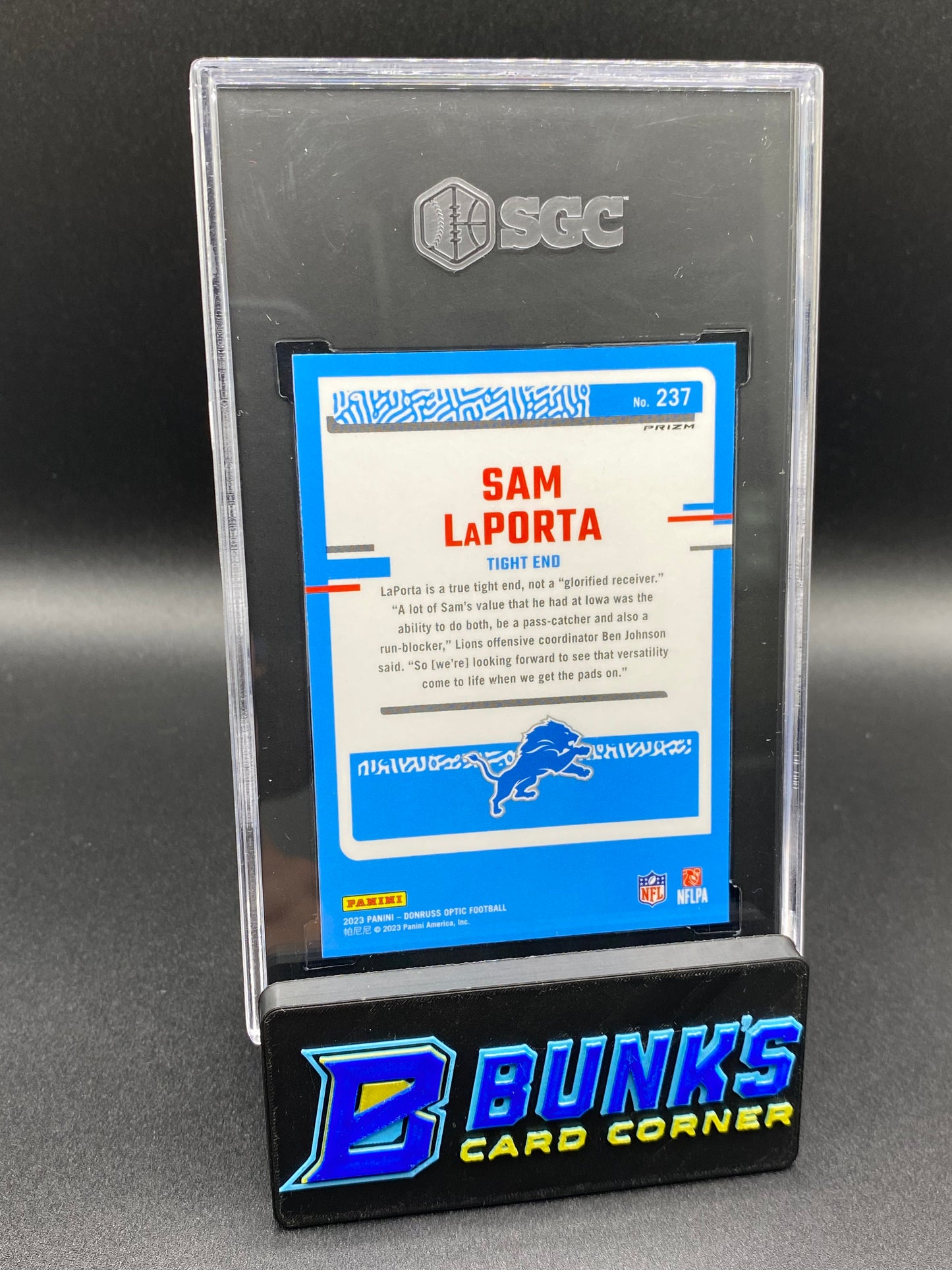2023 Sam LaPorta Blue Hyper Prizm SGC 10 (Box B66)