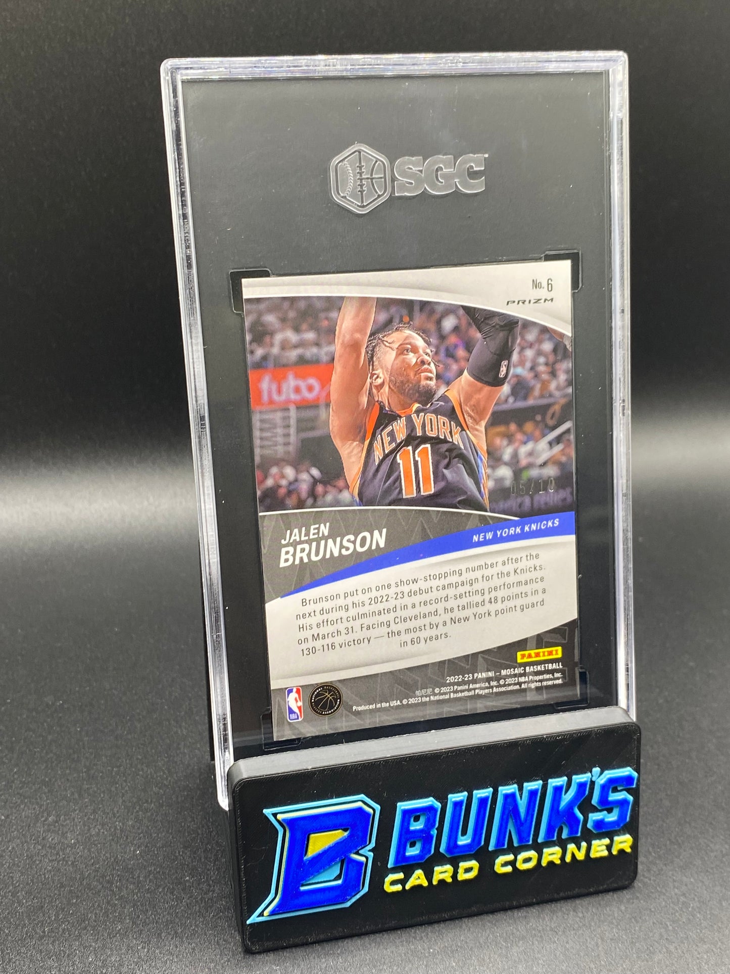 2022-23 Jalen Brunson Elevate Pink Fluorescent Prizm SGC 10