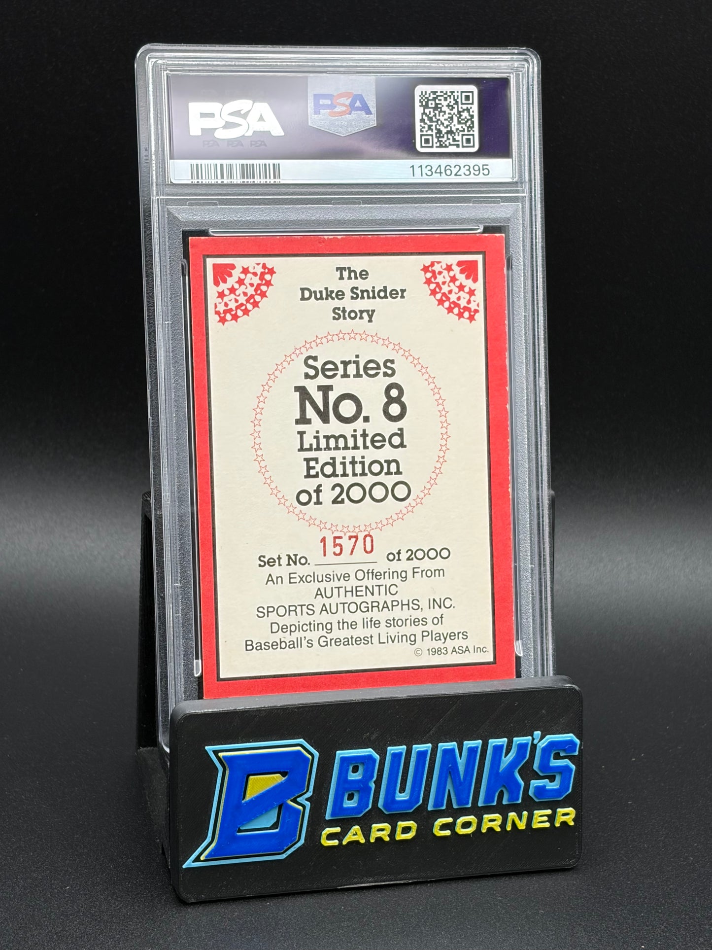 1983 Duke Snider Red Border Auto Snider Story PSA 7 Auto 8