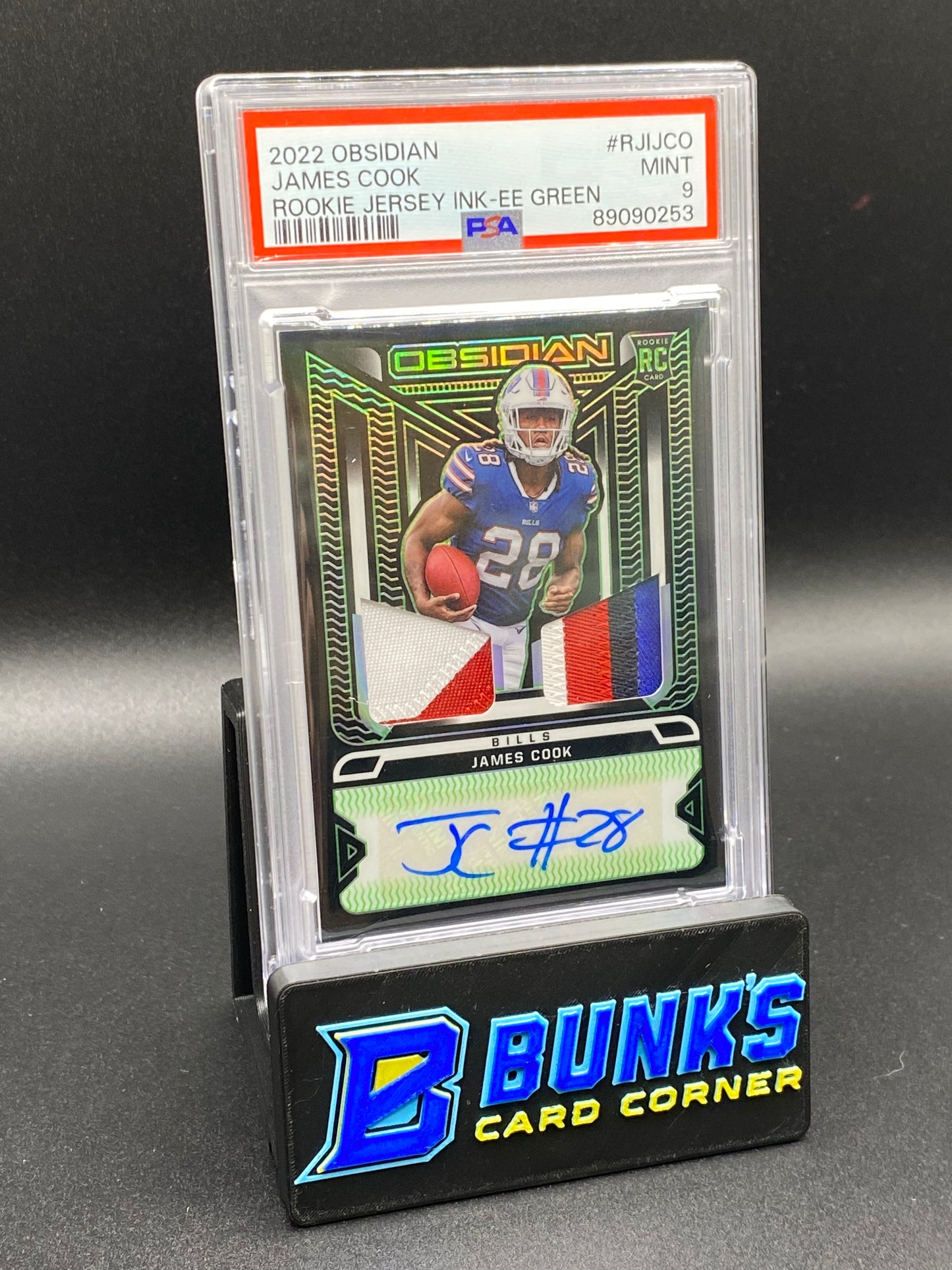 2022 James Cook Rookie Jersey Green Auto. PSA 9