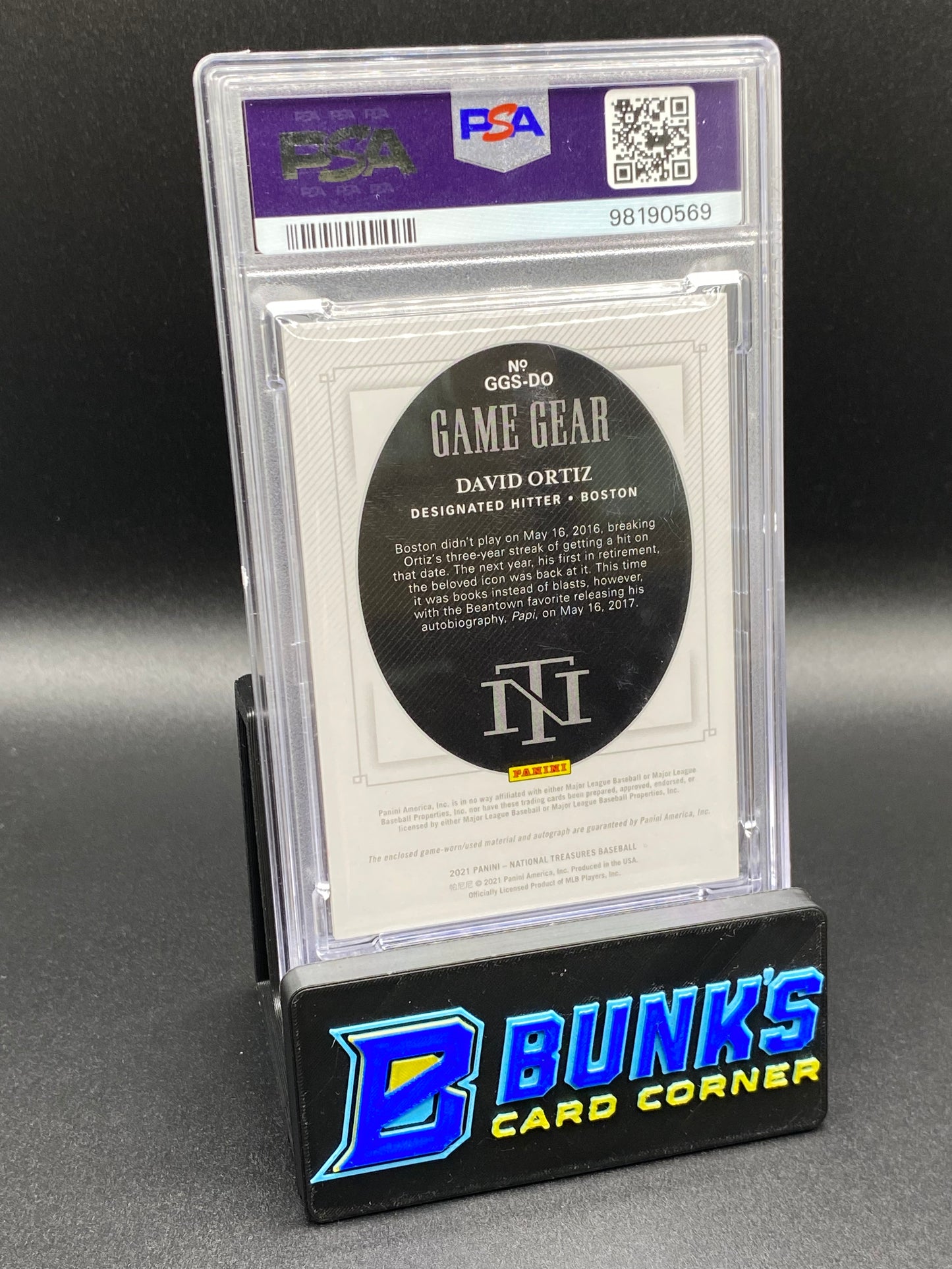 2021 David Ortiz Game Gear Mat. Sig. PSA 9