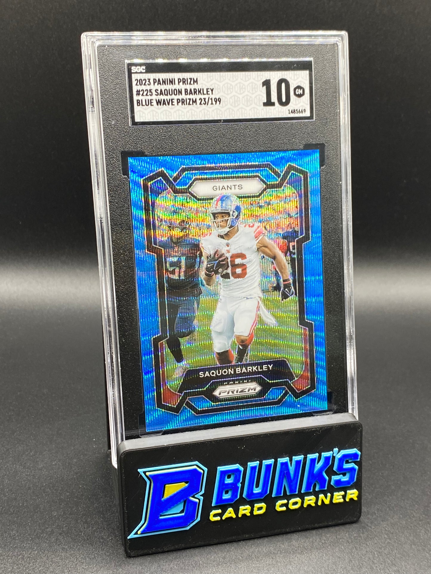 2023 Saquon Barkley Blue Wave Prizm SGC 10