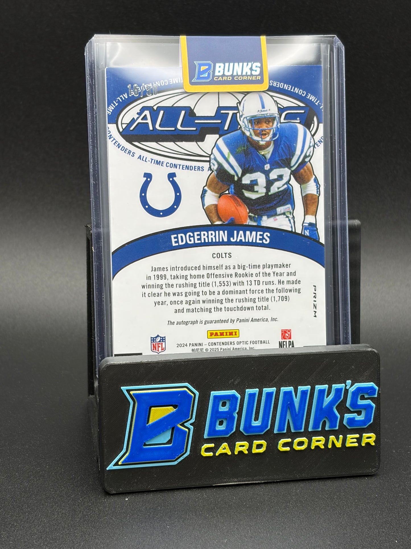 2024 Edgerrin James Contenders Optic Auto HOF All Time 16/50